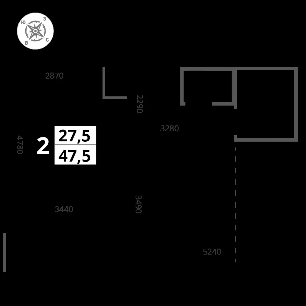 2-комнатная, 47,7 м² — 15 144 536 ₽