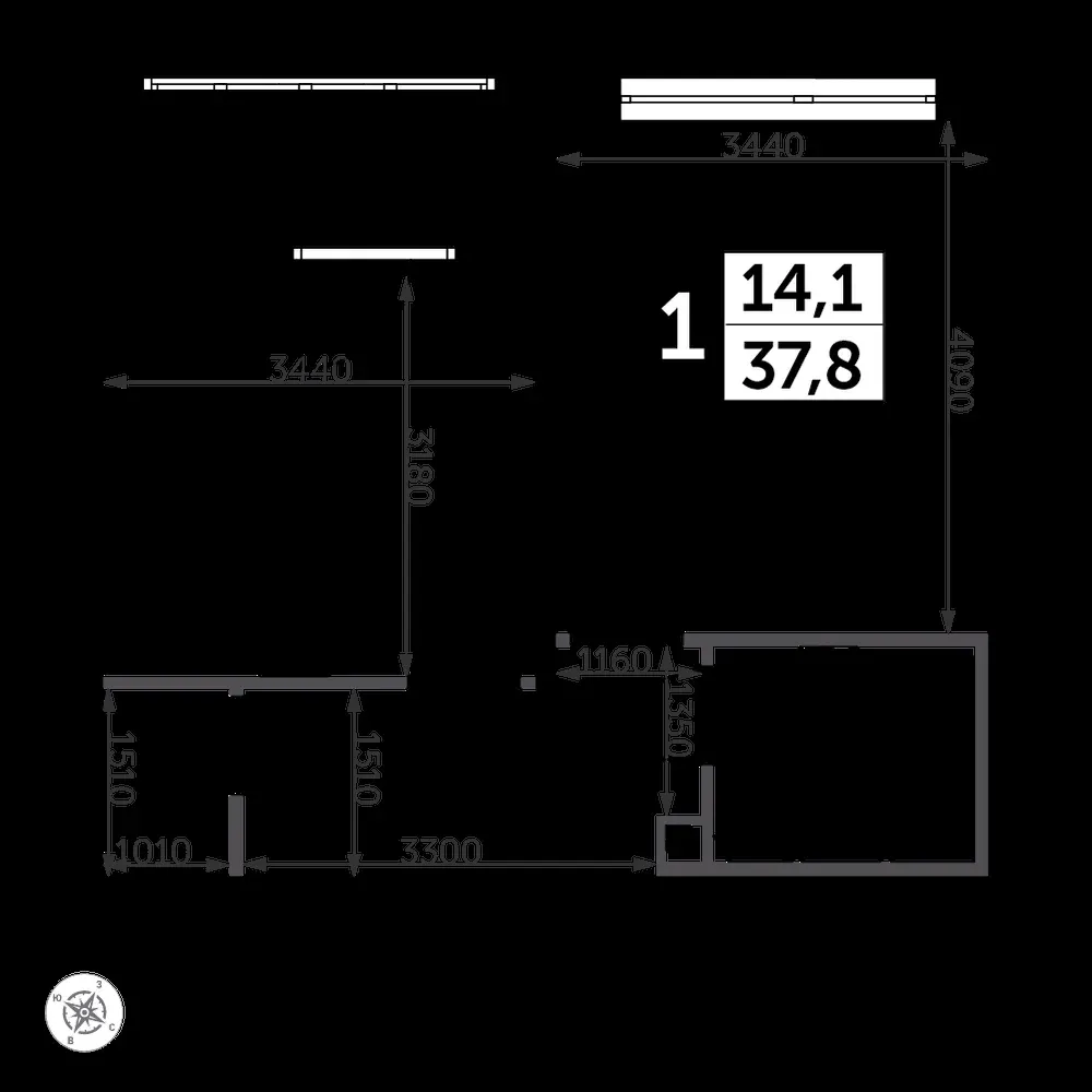 1-комнатная, 38,4 м² — 10 869 120 ₽