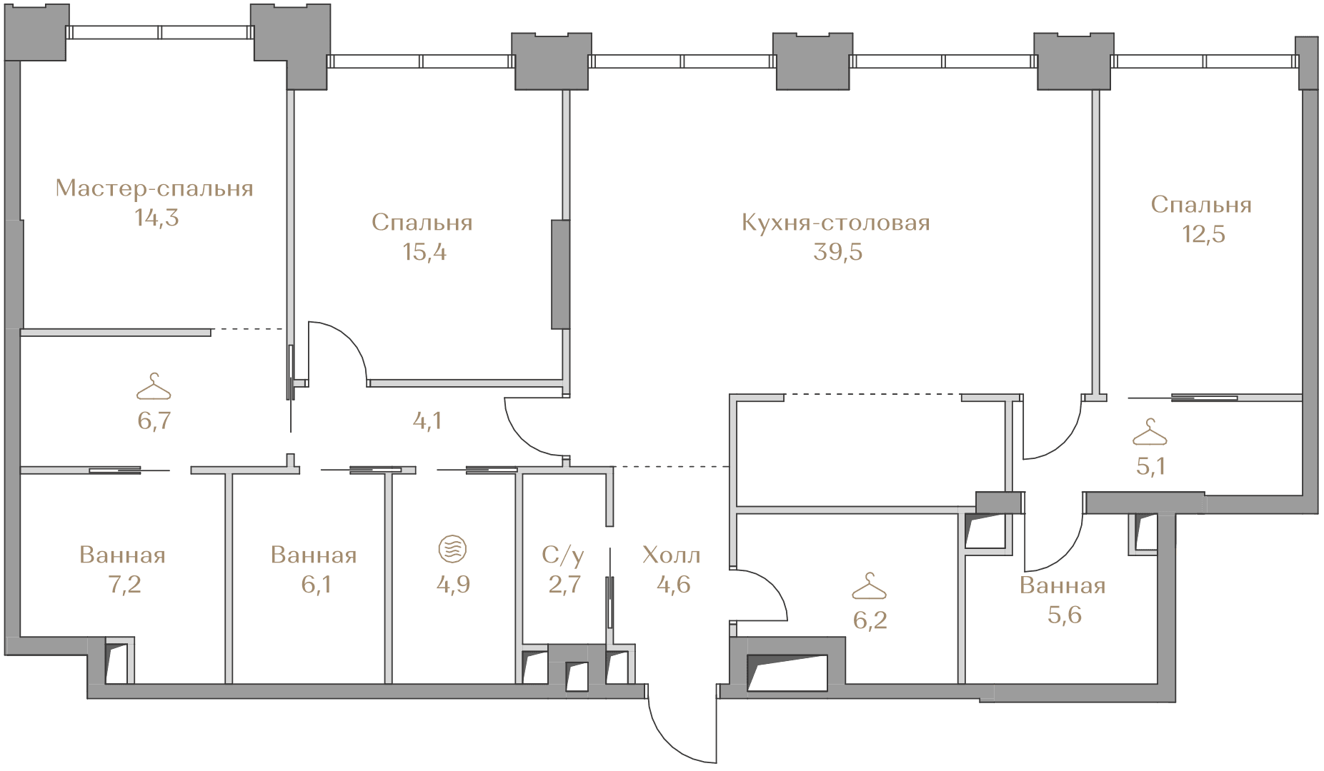 3-комнатная, 134,9 м² — 295 413 000 ₽