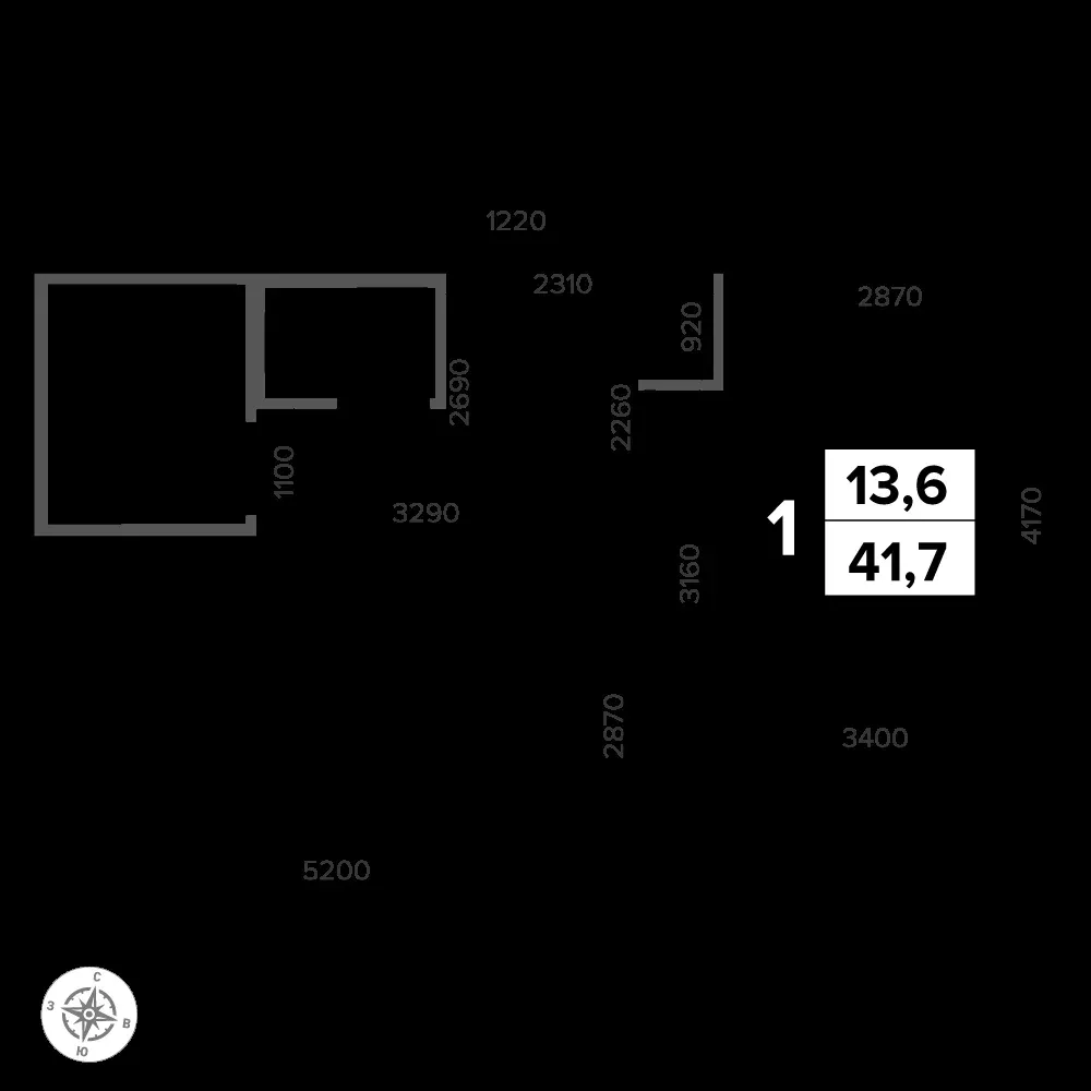 1-комнатная, 42,9 м² — 12 813 801 ₽