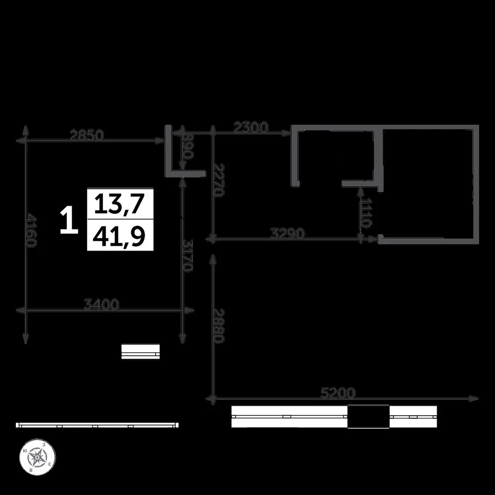 1-комнатная, 42,9 м² — 12 536 667 ₽