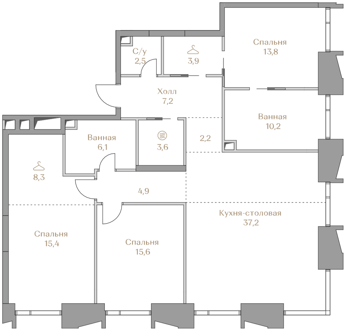 3-комнатная, 130,9 м² — 249 390 000 ₽