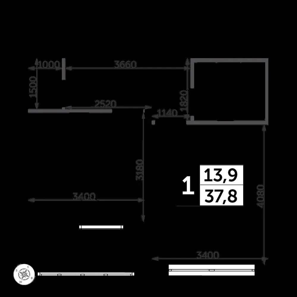 1-комнатная, 38,3 м² — 11 200 548 ₽