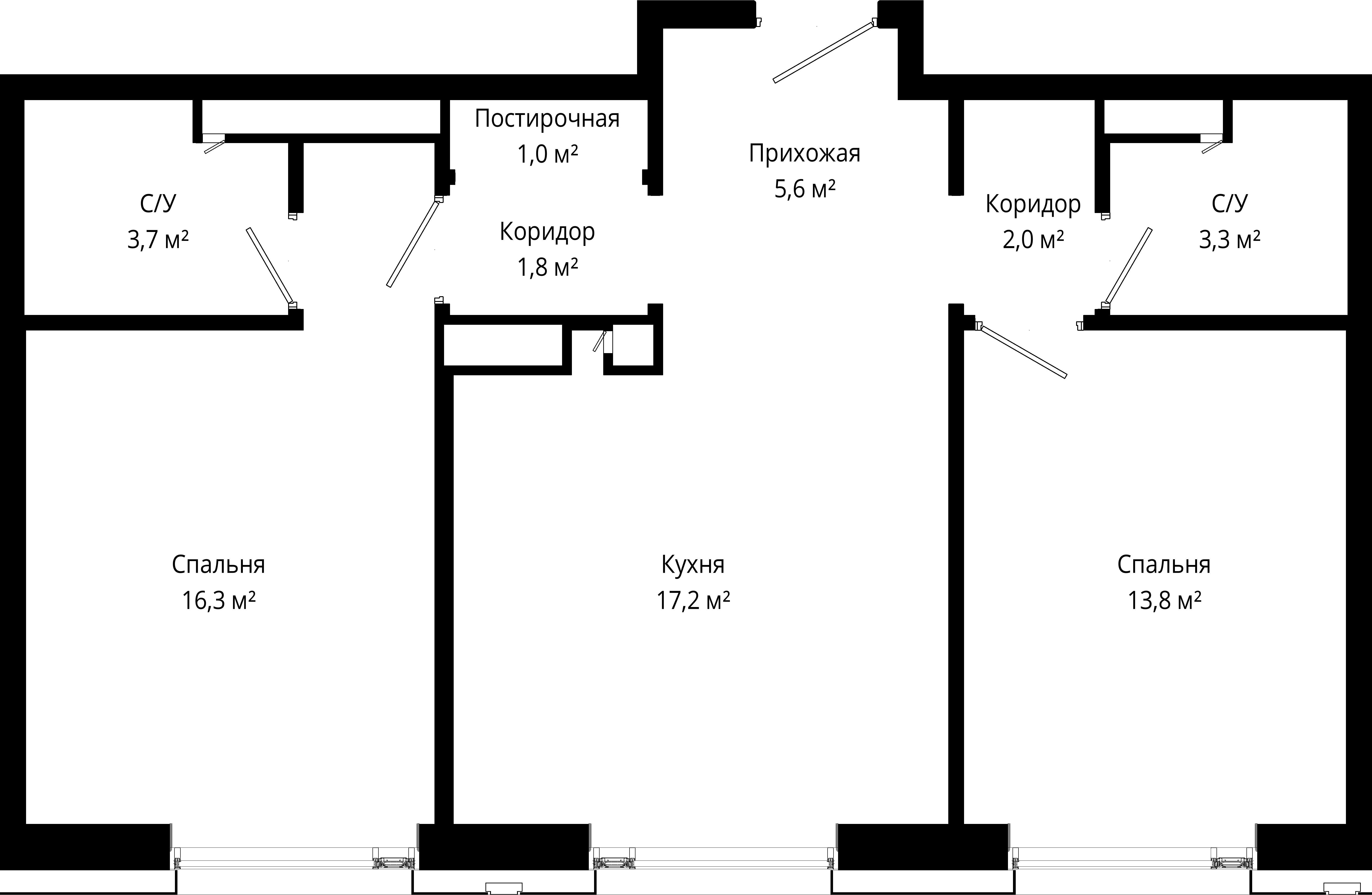 2-комнатная, 64,7 м² — 32 182 139 ₽