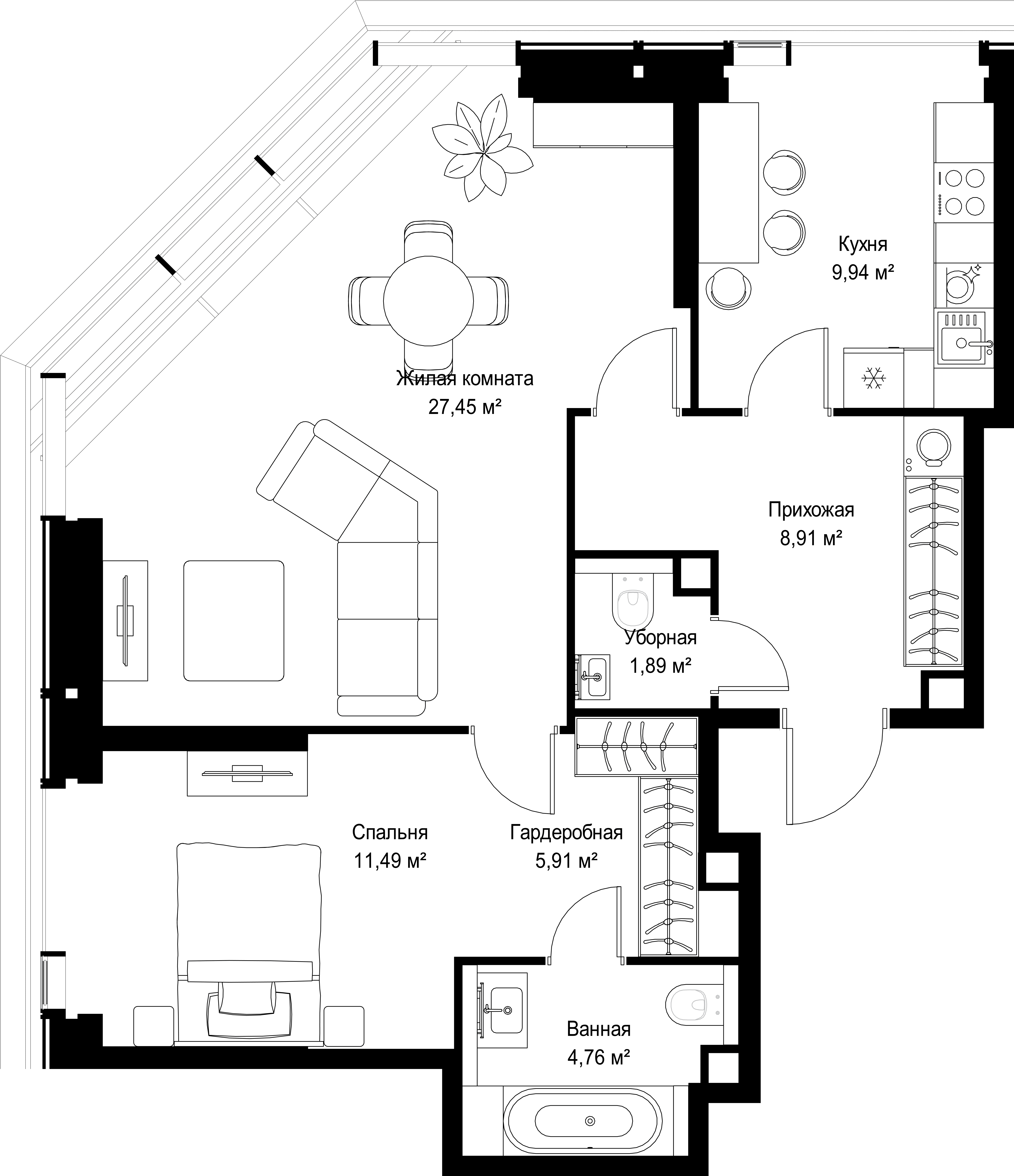 2-комнатная, 70,35 м² — 30 535 839 ₽