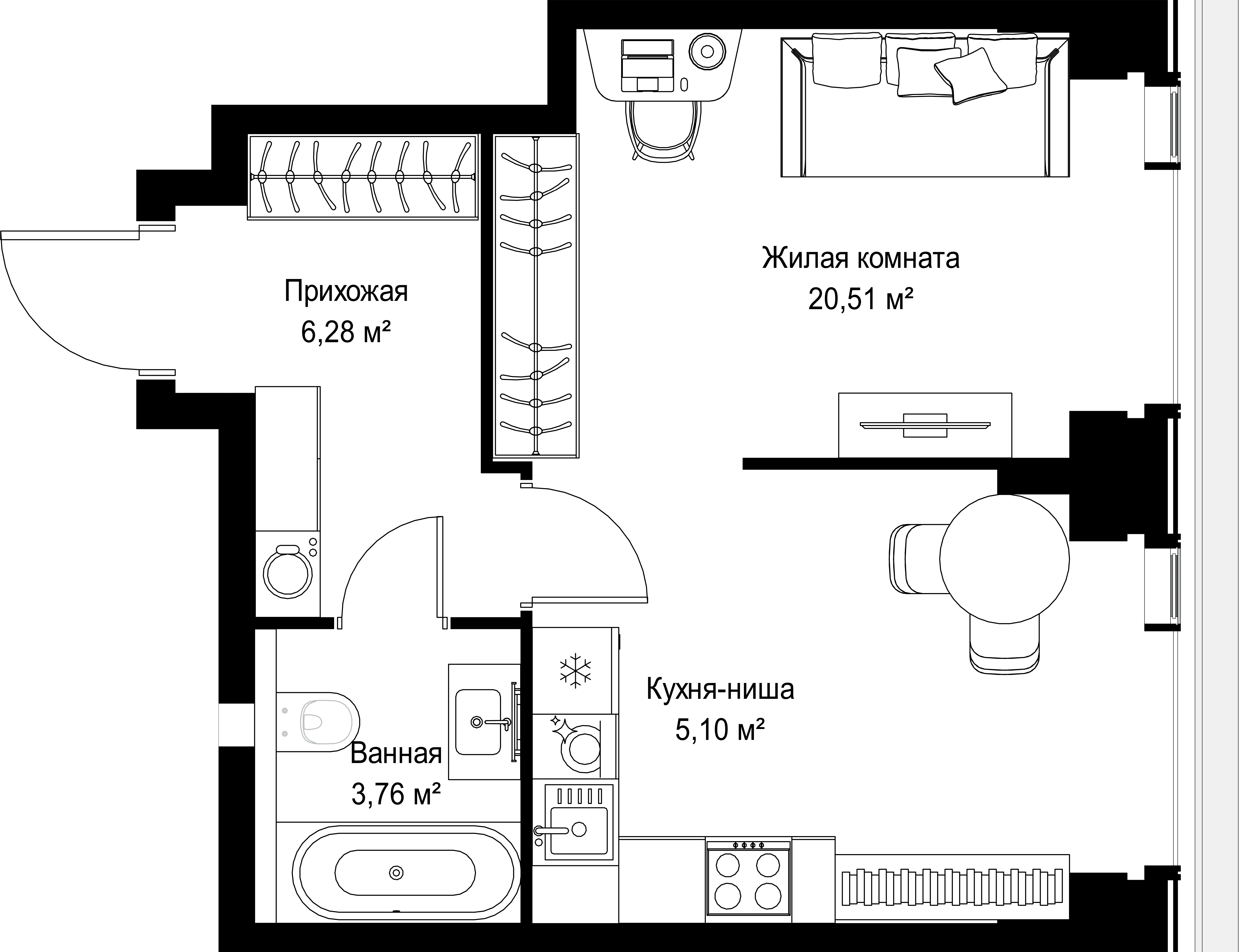 1-комнатная, 35,65 м² — 19 606 644 ₽