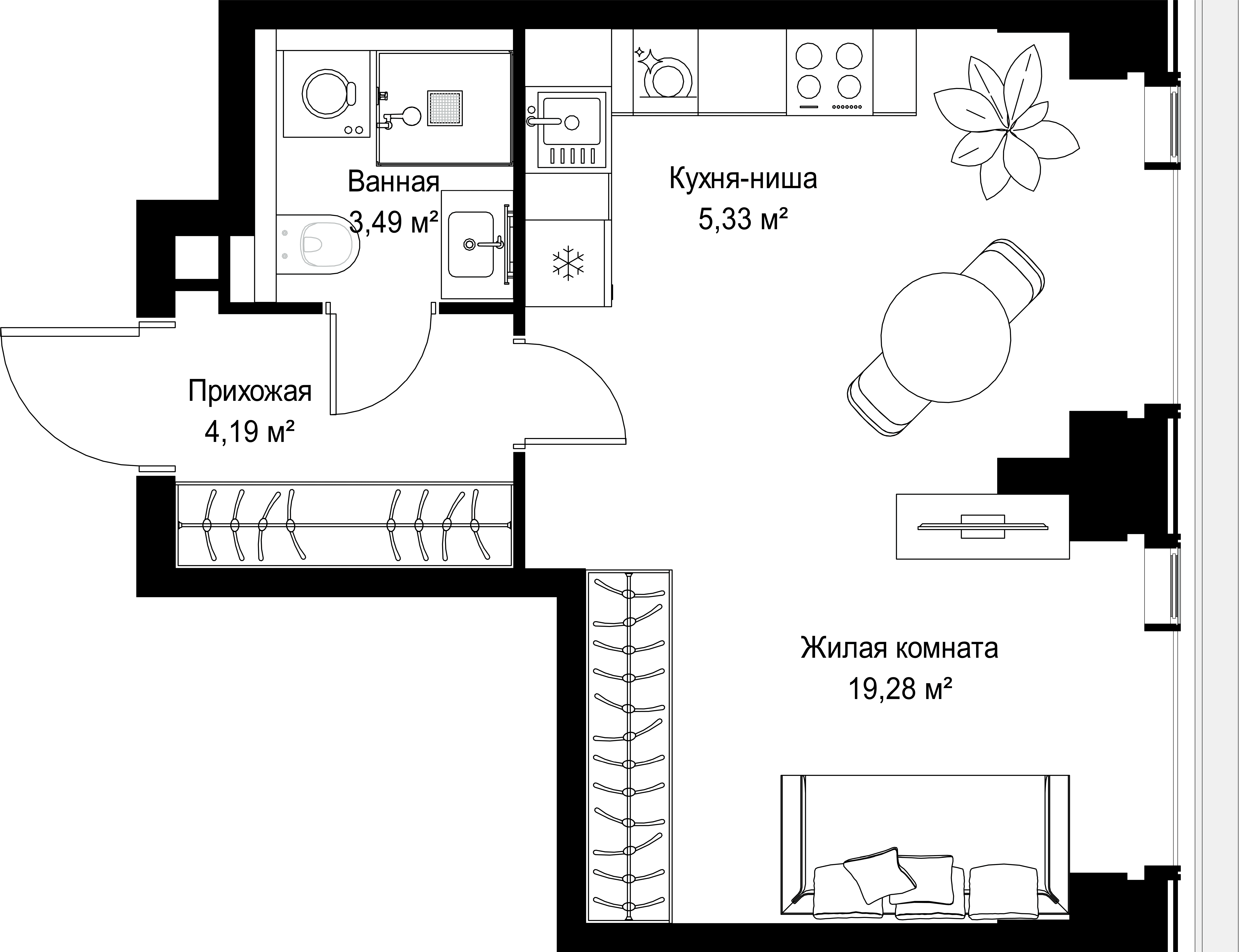 1-комнатная, 32,29 м² — 18 632 104 ₽