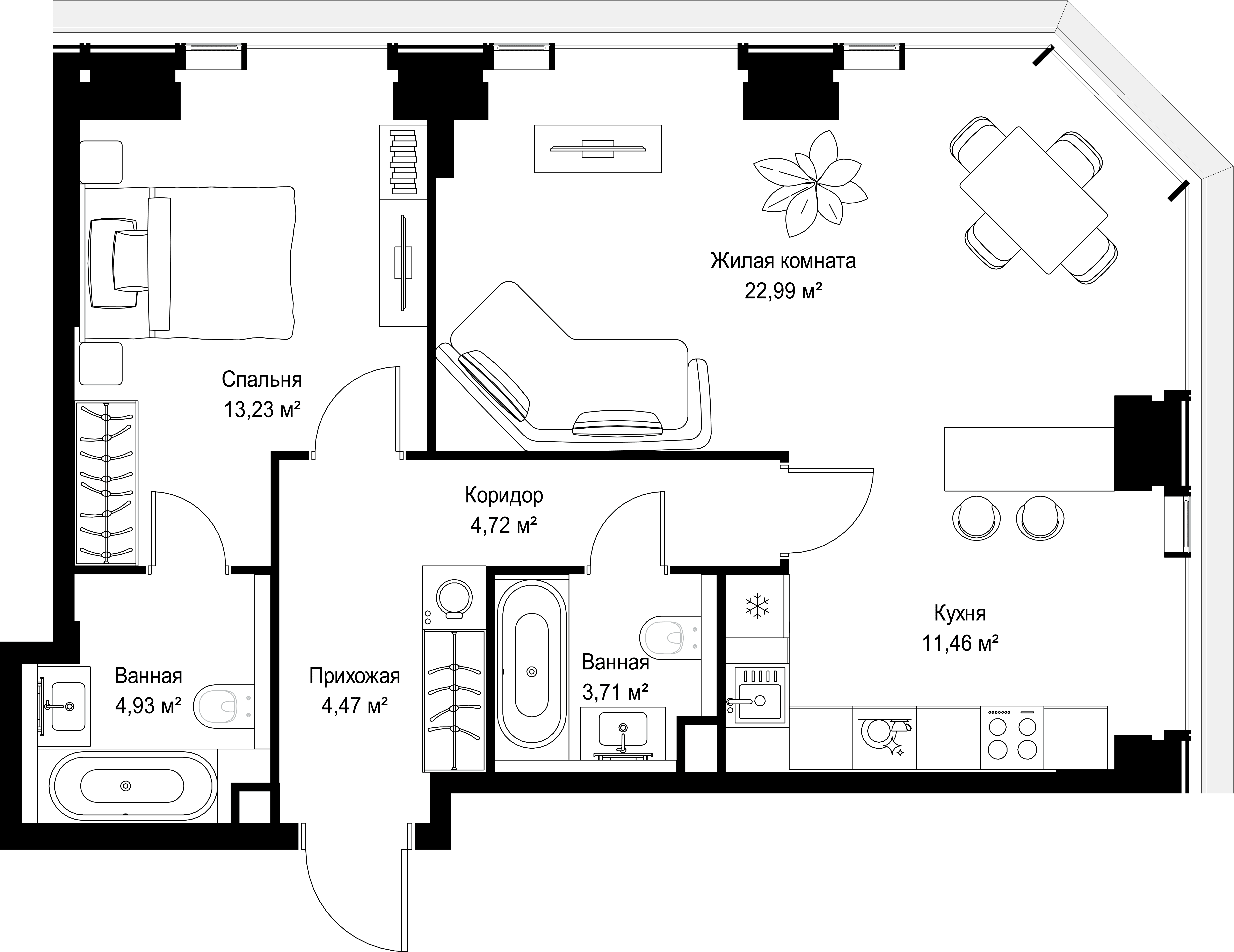 2-комнатная, 65,51 м² — 30 116 519 ₽