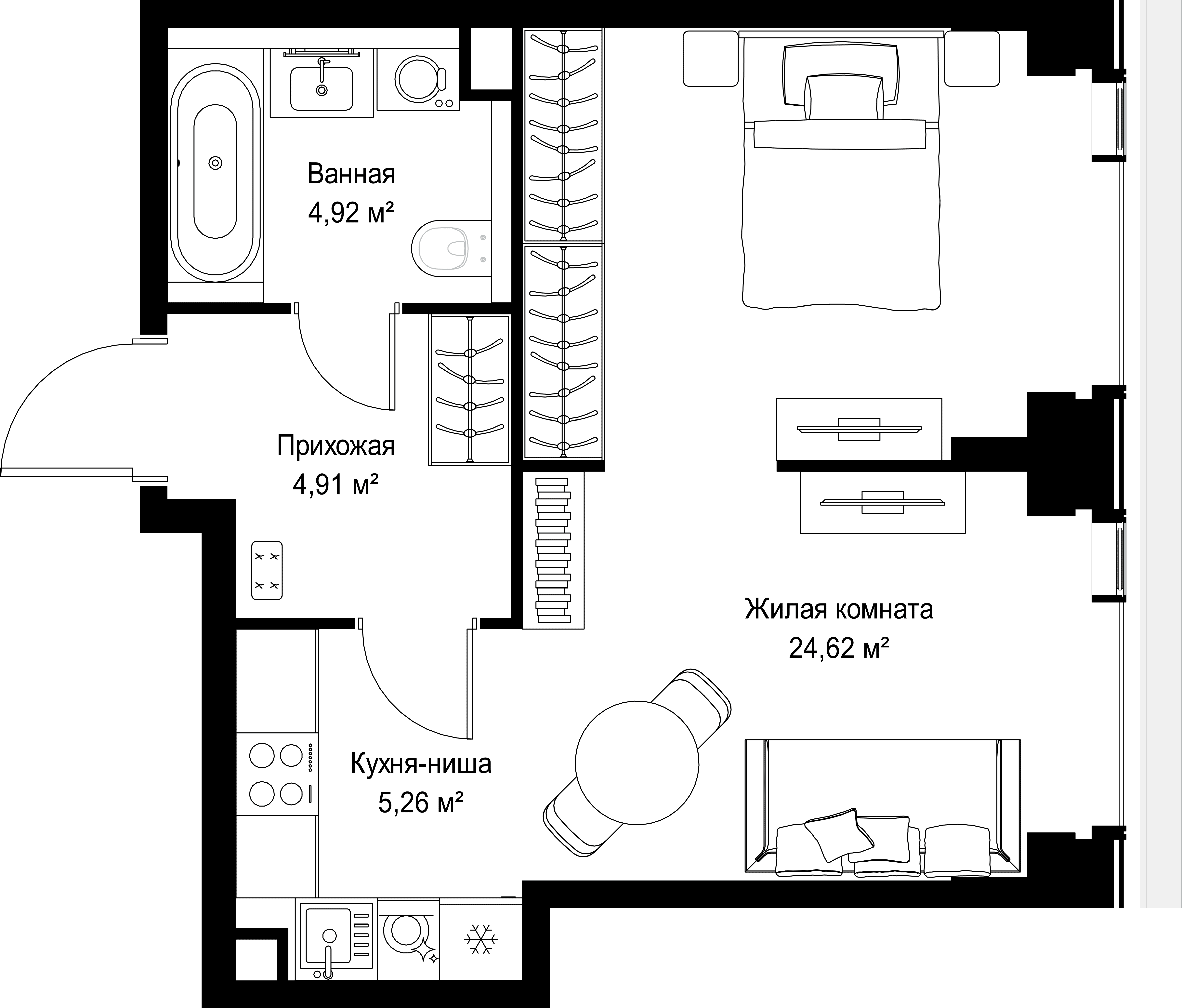 1-комнатная, 39,71 м² — 20 867 763 ₽
