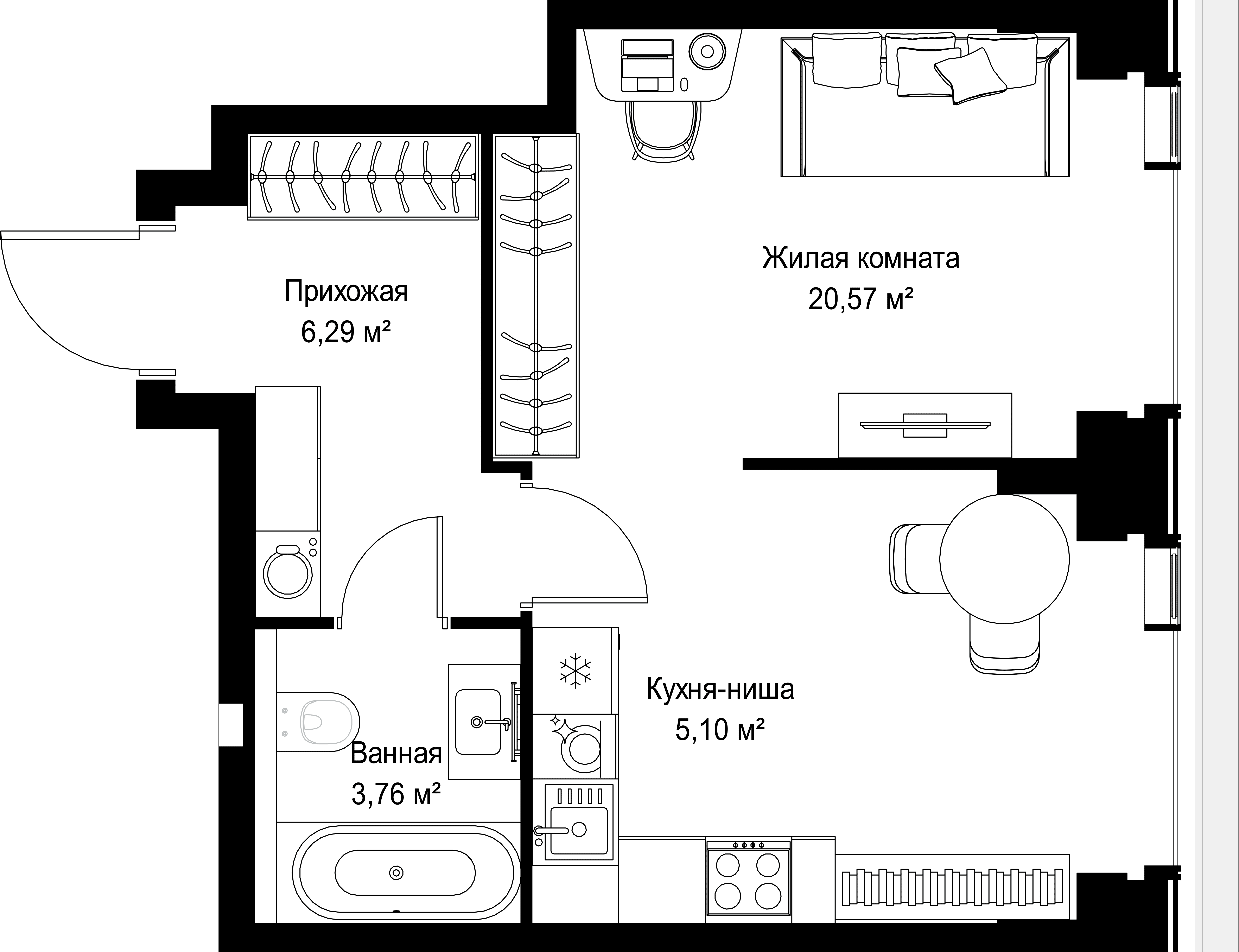 1-комнатная, 35,72 м² — 19 773 306 ₽
