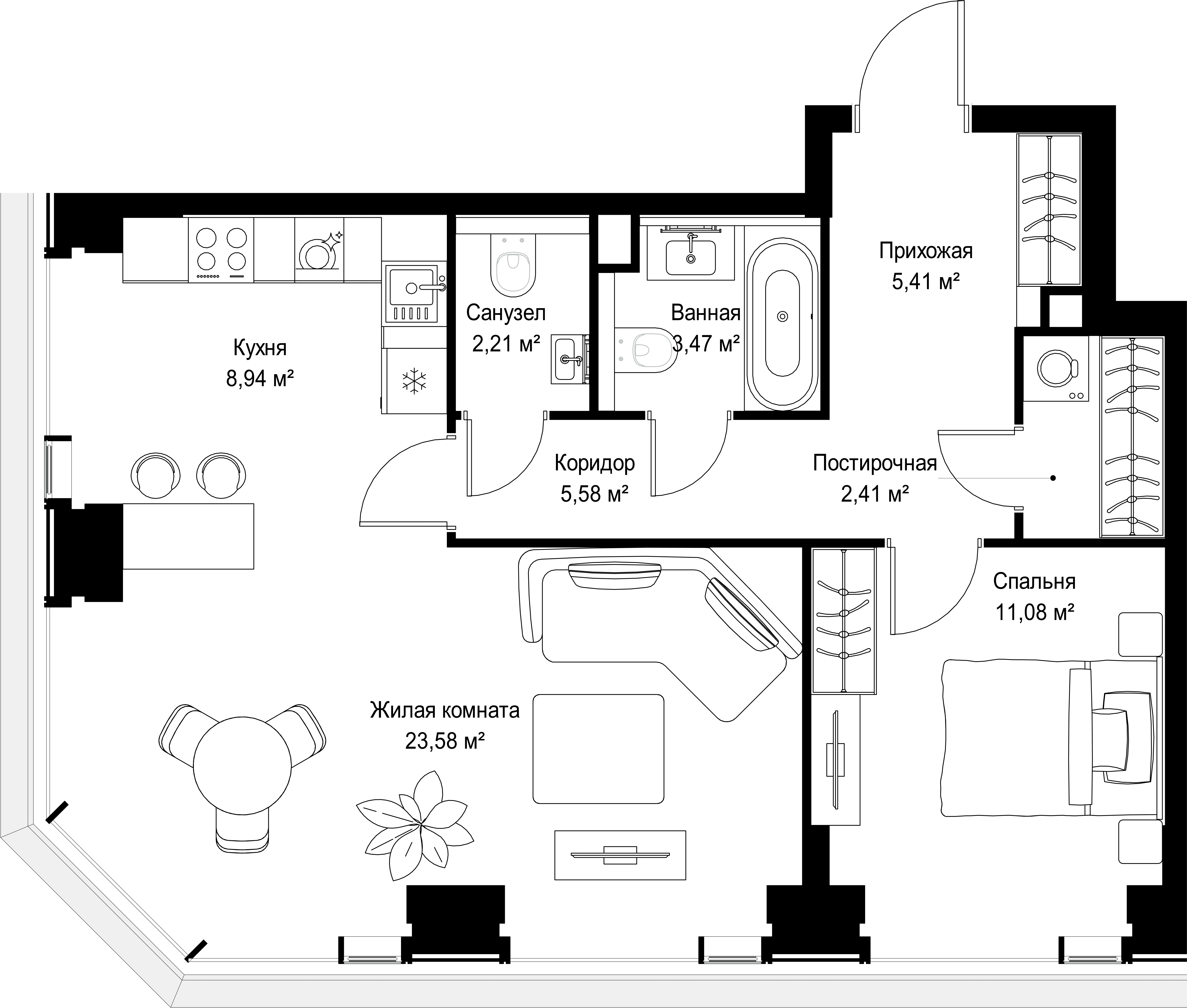 2-комнатная, 62,68 м² — 27 869 784 ₽