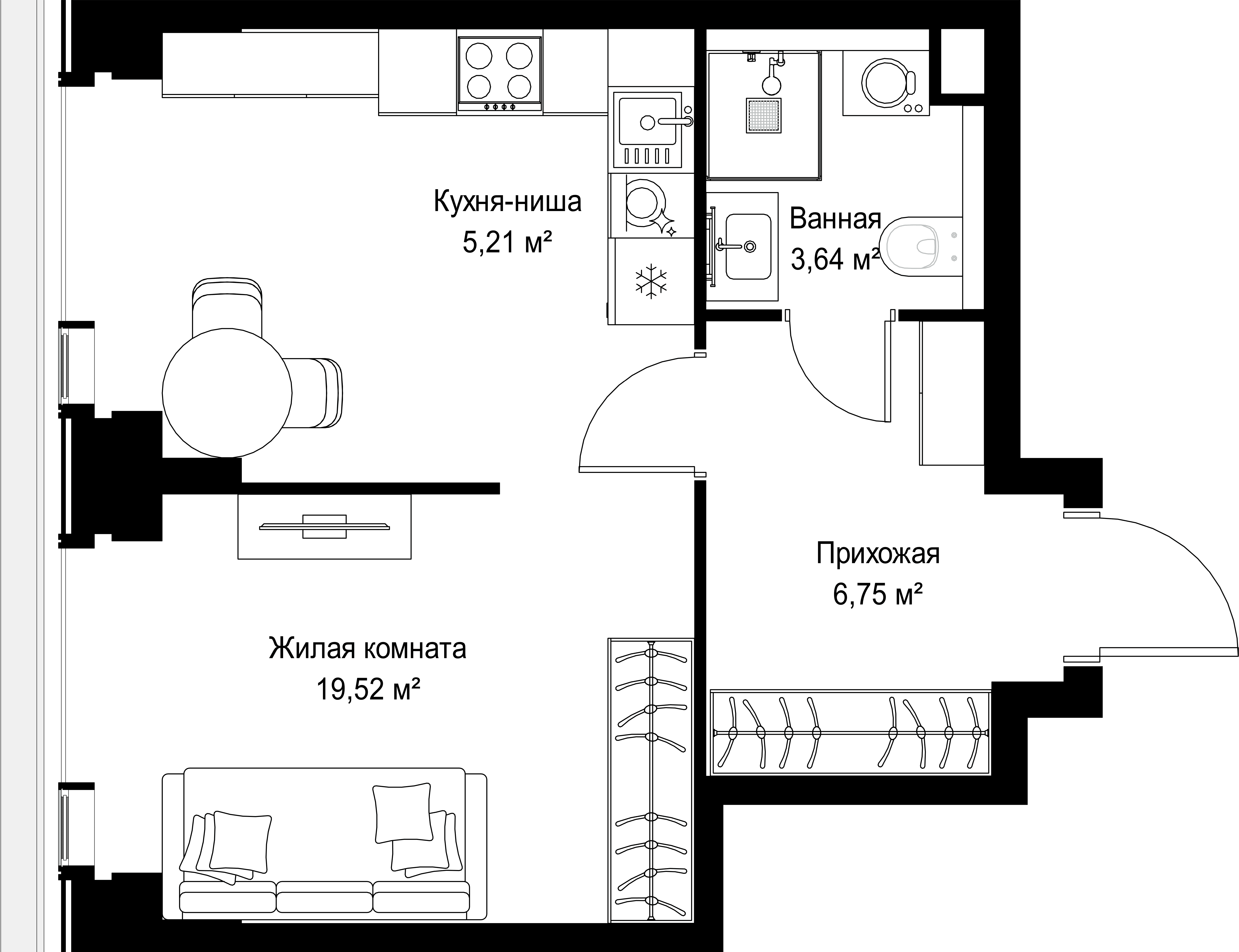 1-комнатная, 35,12 м² — 19 305 464 ₽