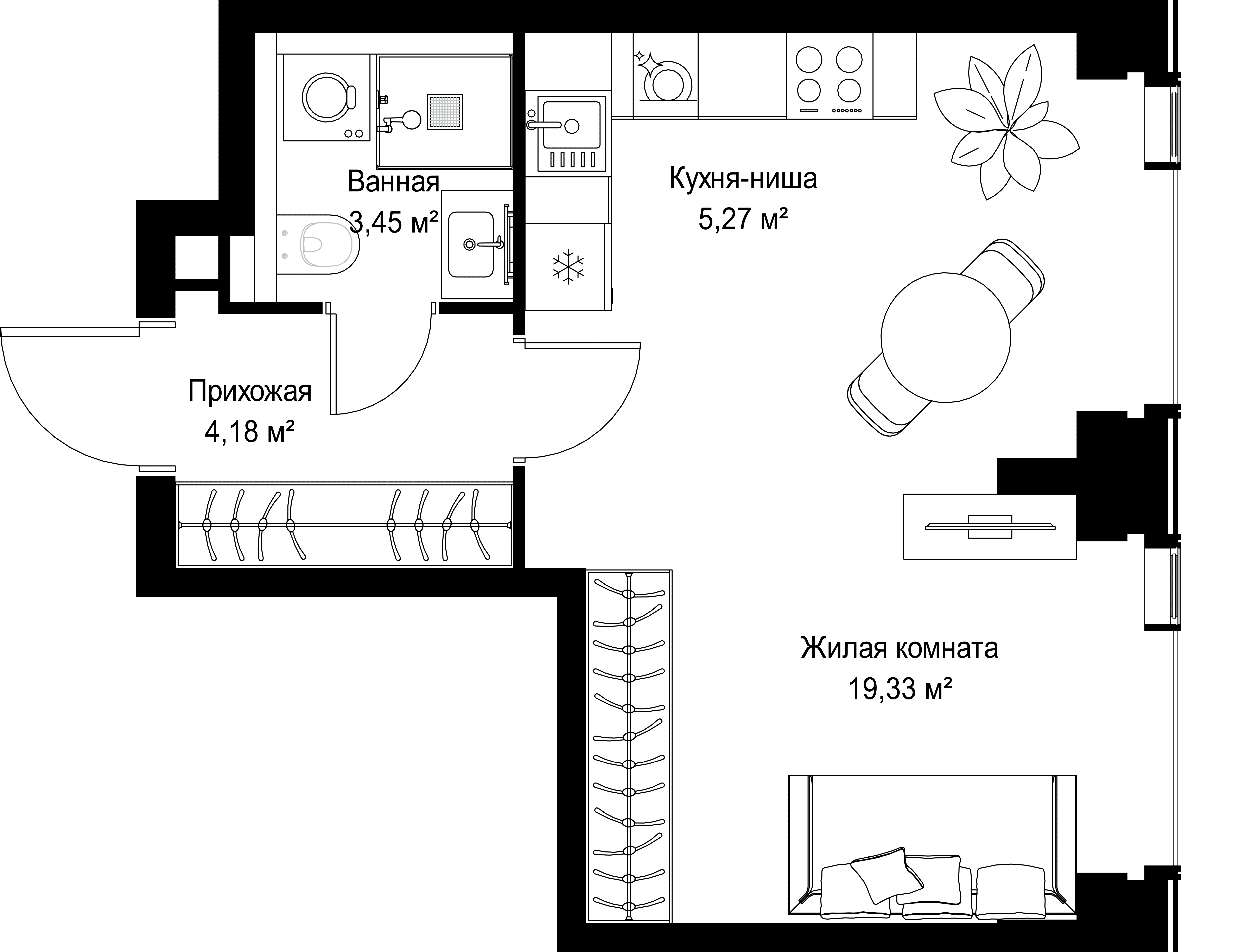 1-комнатная, 32,23 м² — 18 846 556 ₽