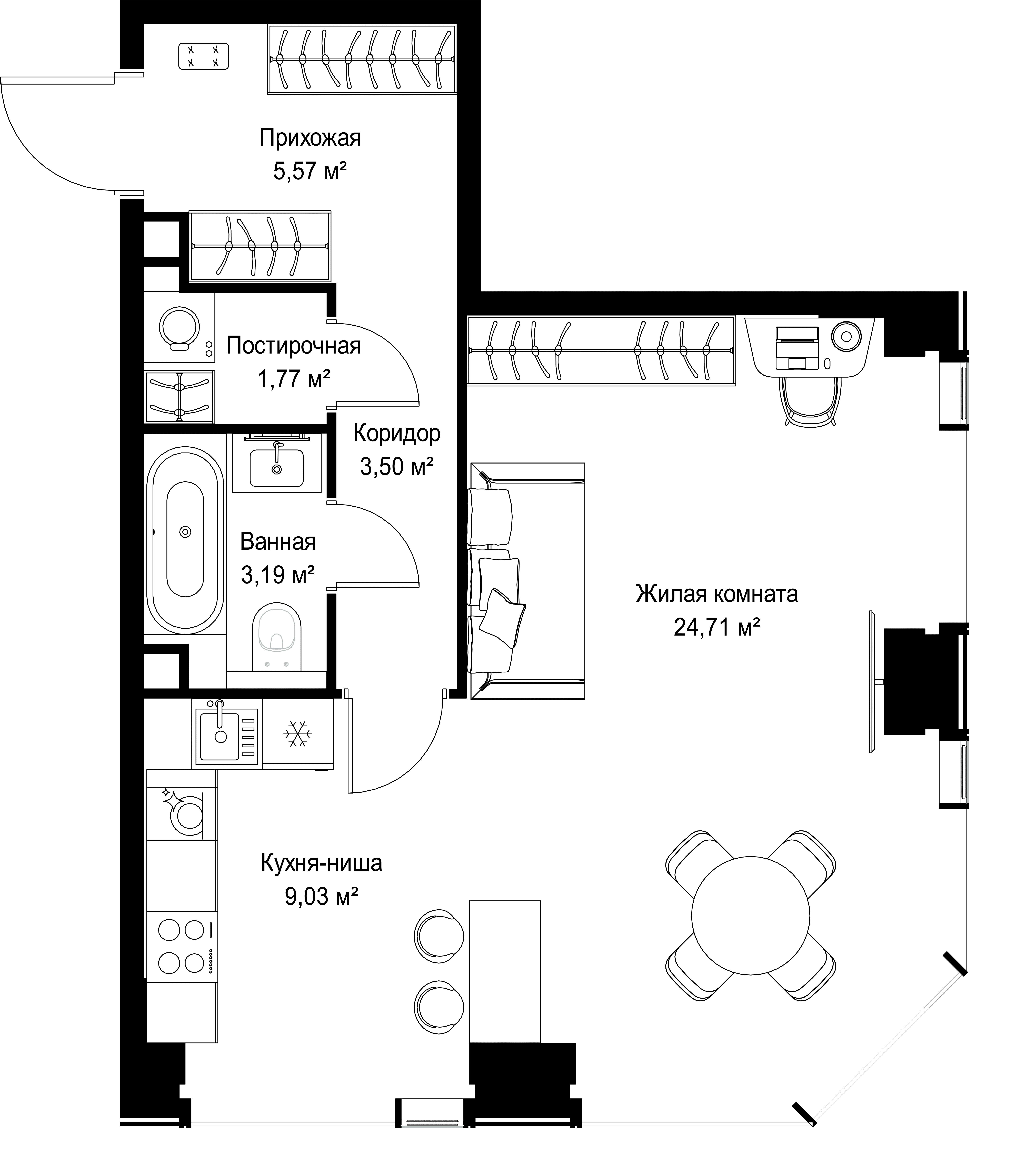 1-комнатная, 47,77 м² — 23 512 394 ₽