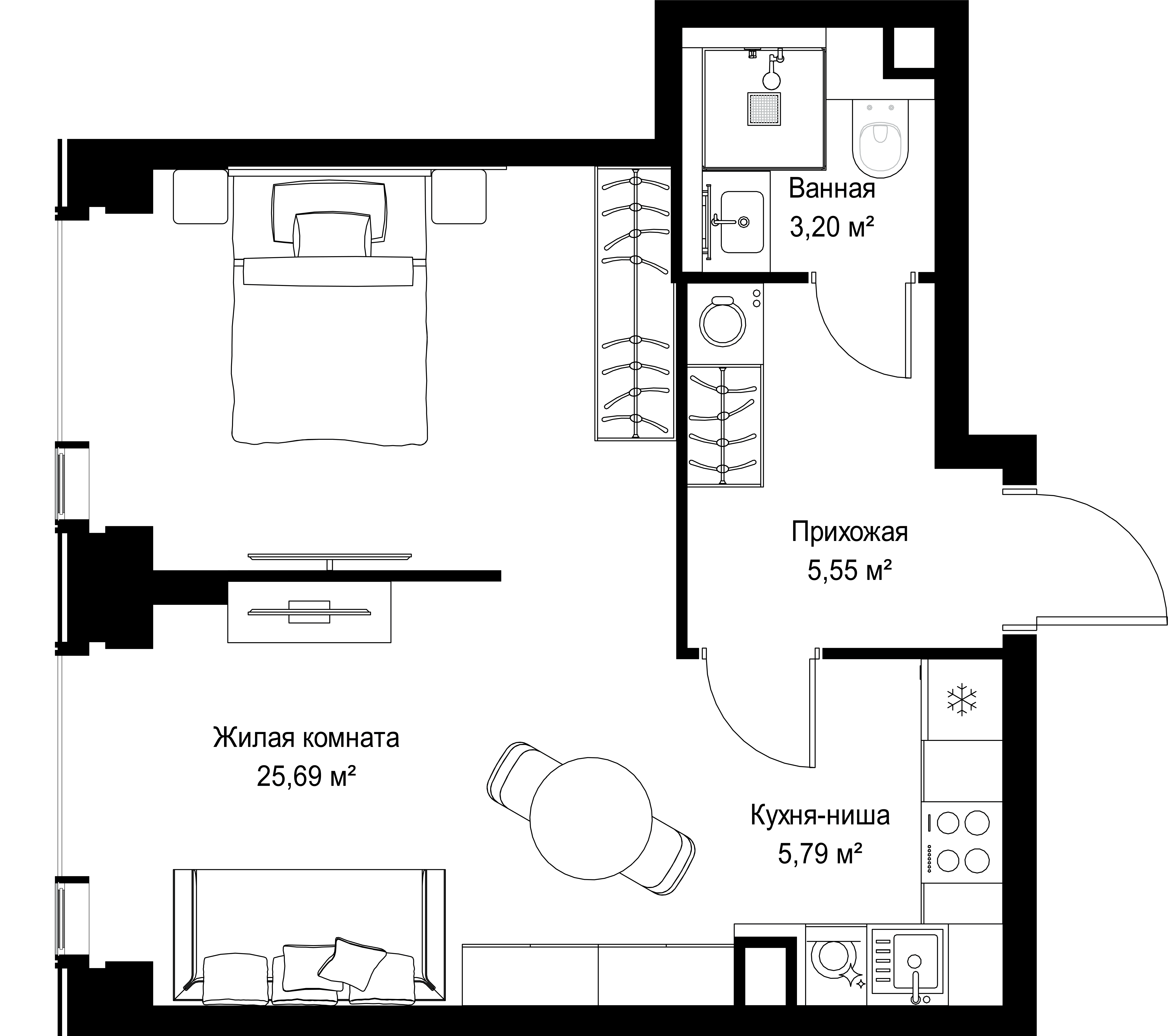 1-комнатная, 40,23 м² — 21 396 405 ₽