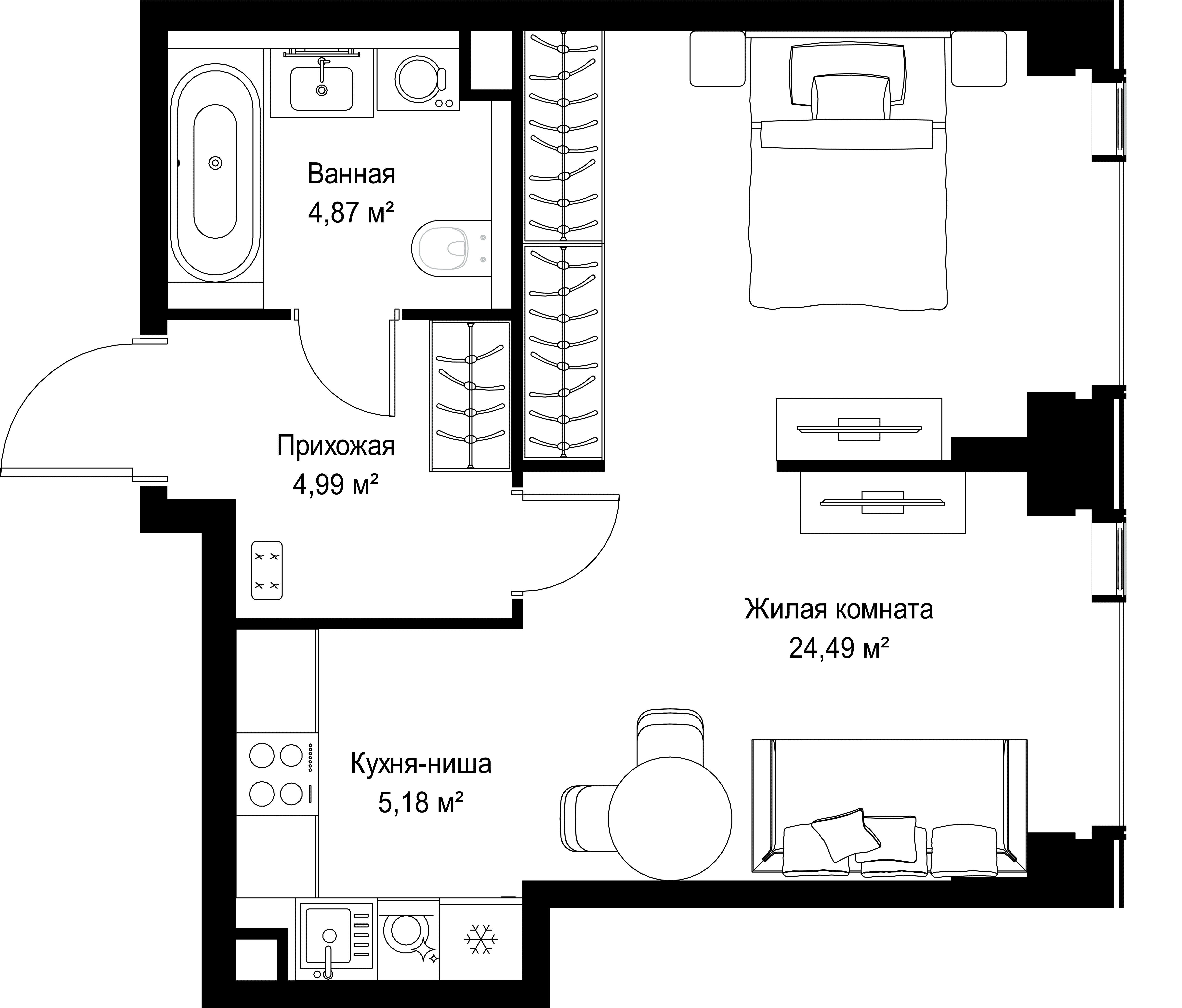 1-комнатная, 39,53 м² — 21 060 477 ₽