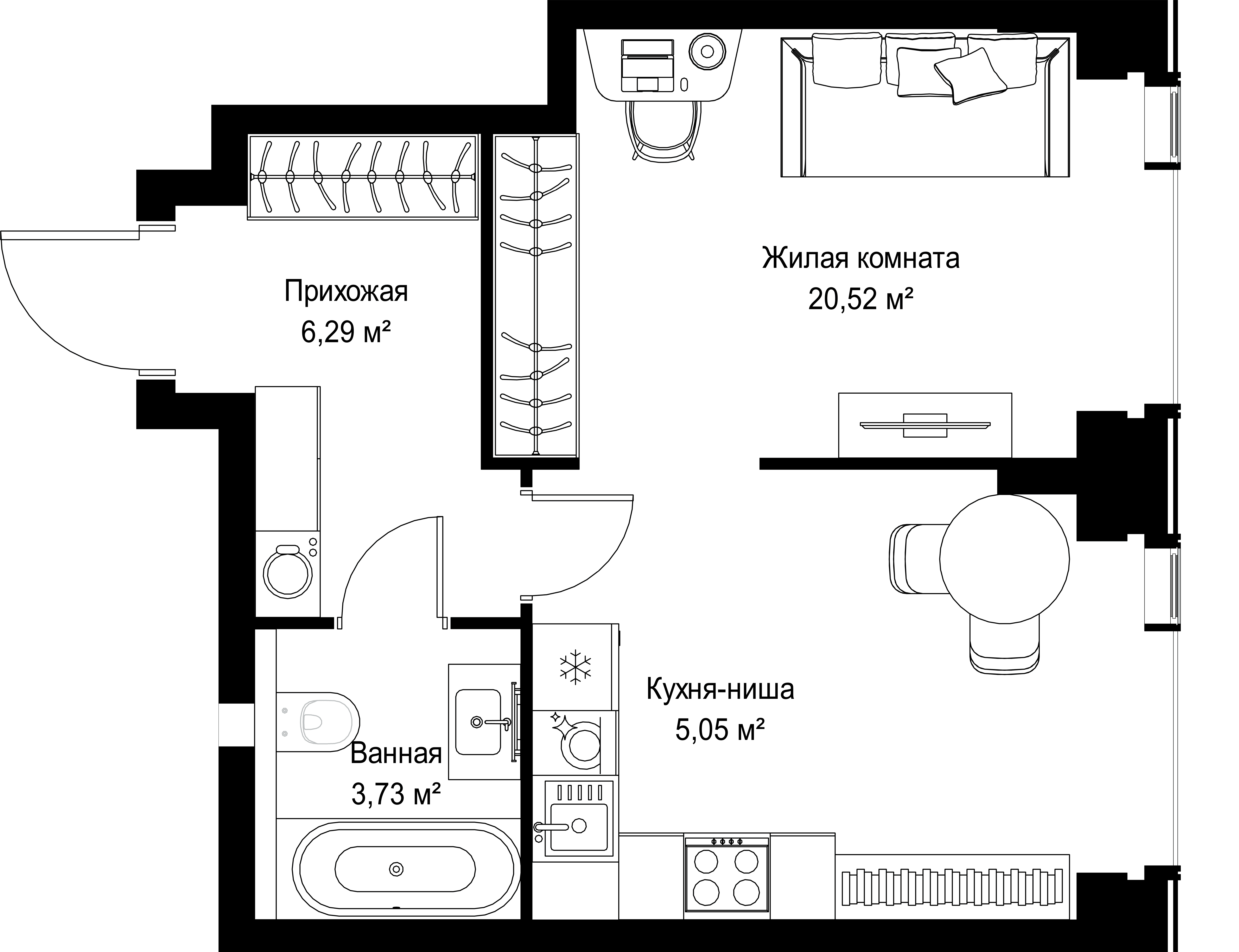 1-комнатная, 35,59 м² — 19 960 010 ₽