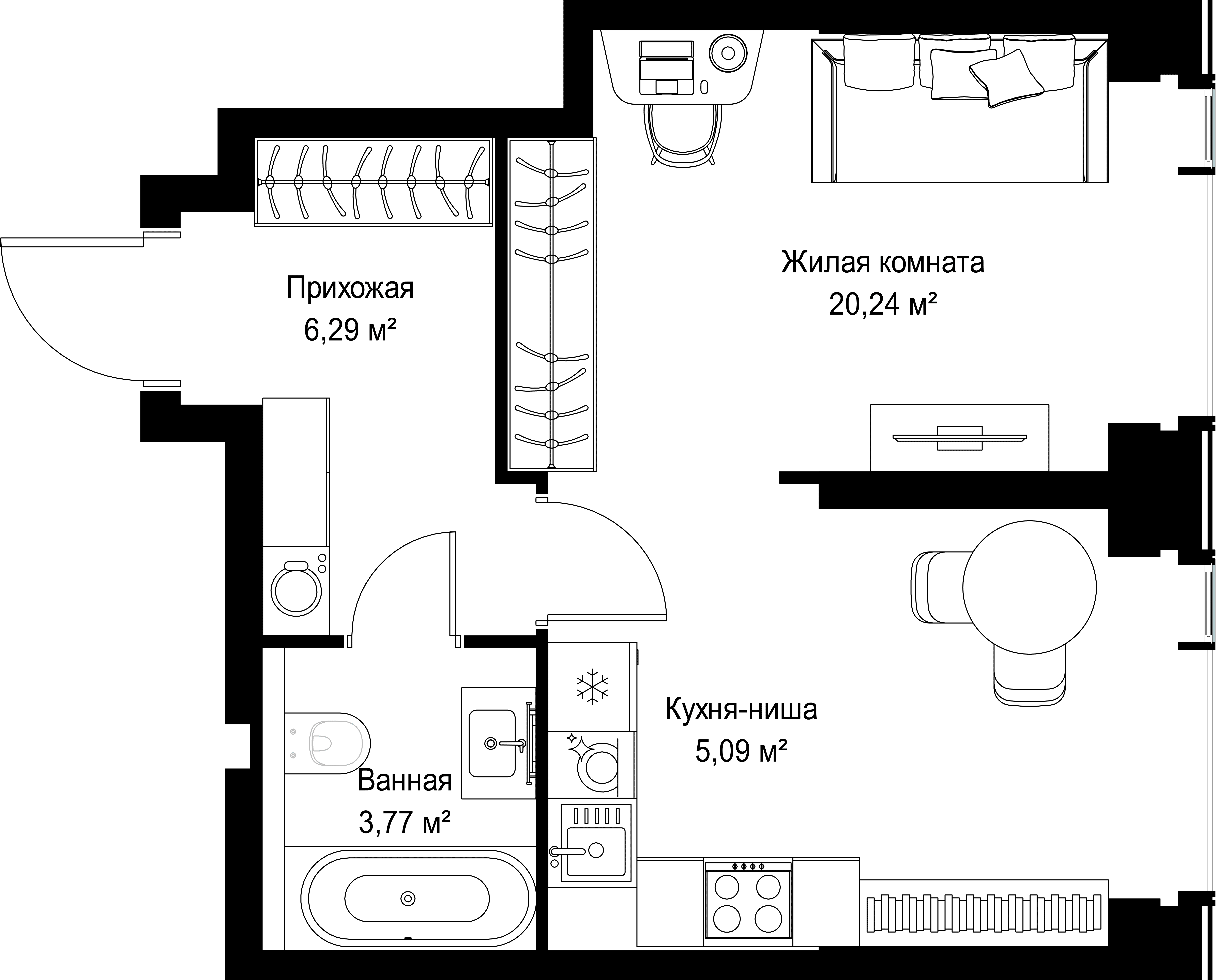 1-комнатная, 35,39 м² — 19 978 079 ₽
