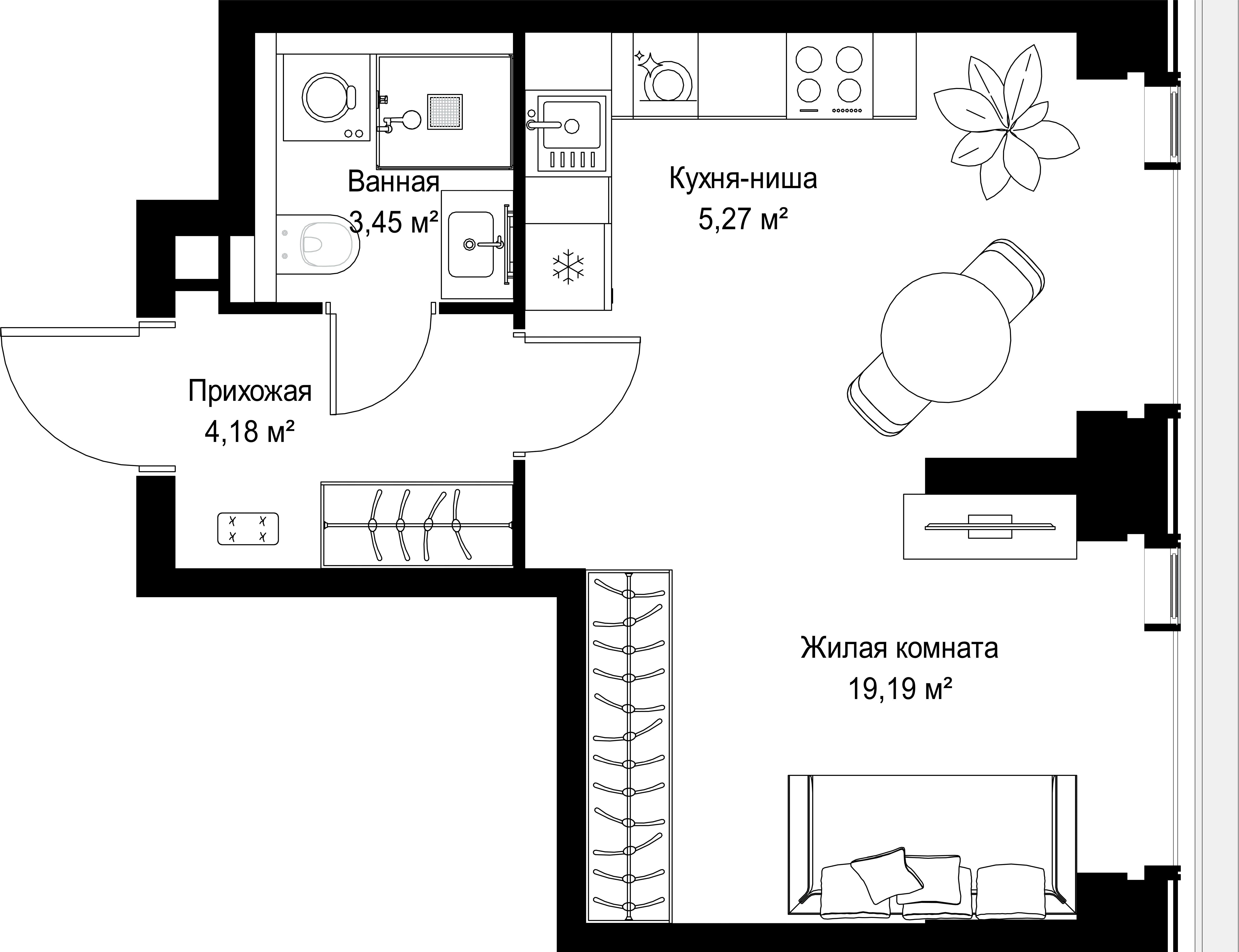 1-комнатная, 32,09 м² — 19 051 062 ₽