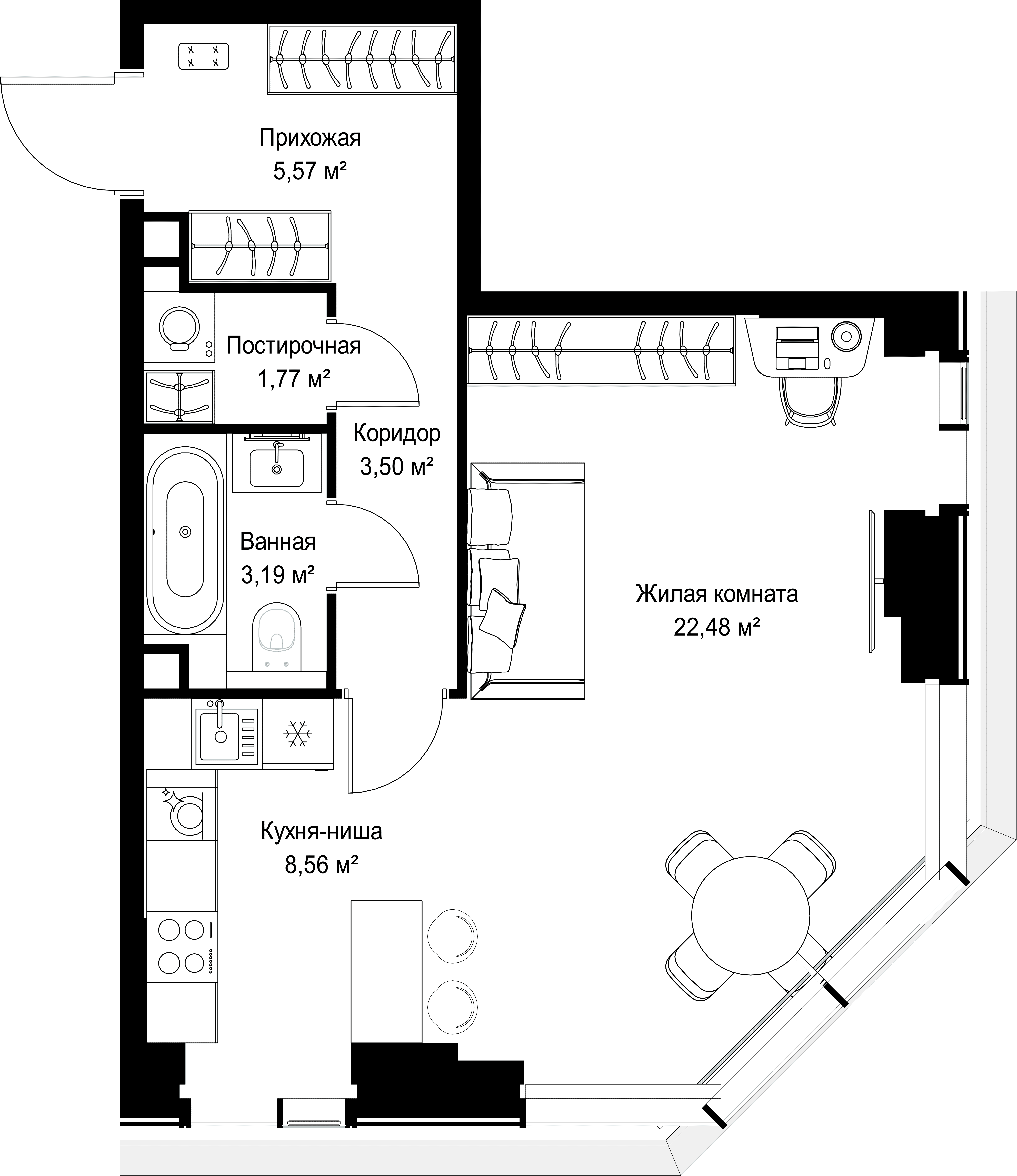1-комнатная, 45,07 м² — 23 808 858 ₽