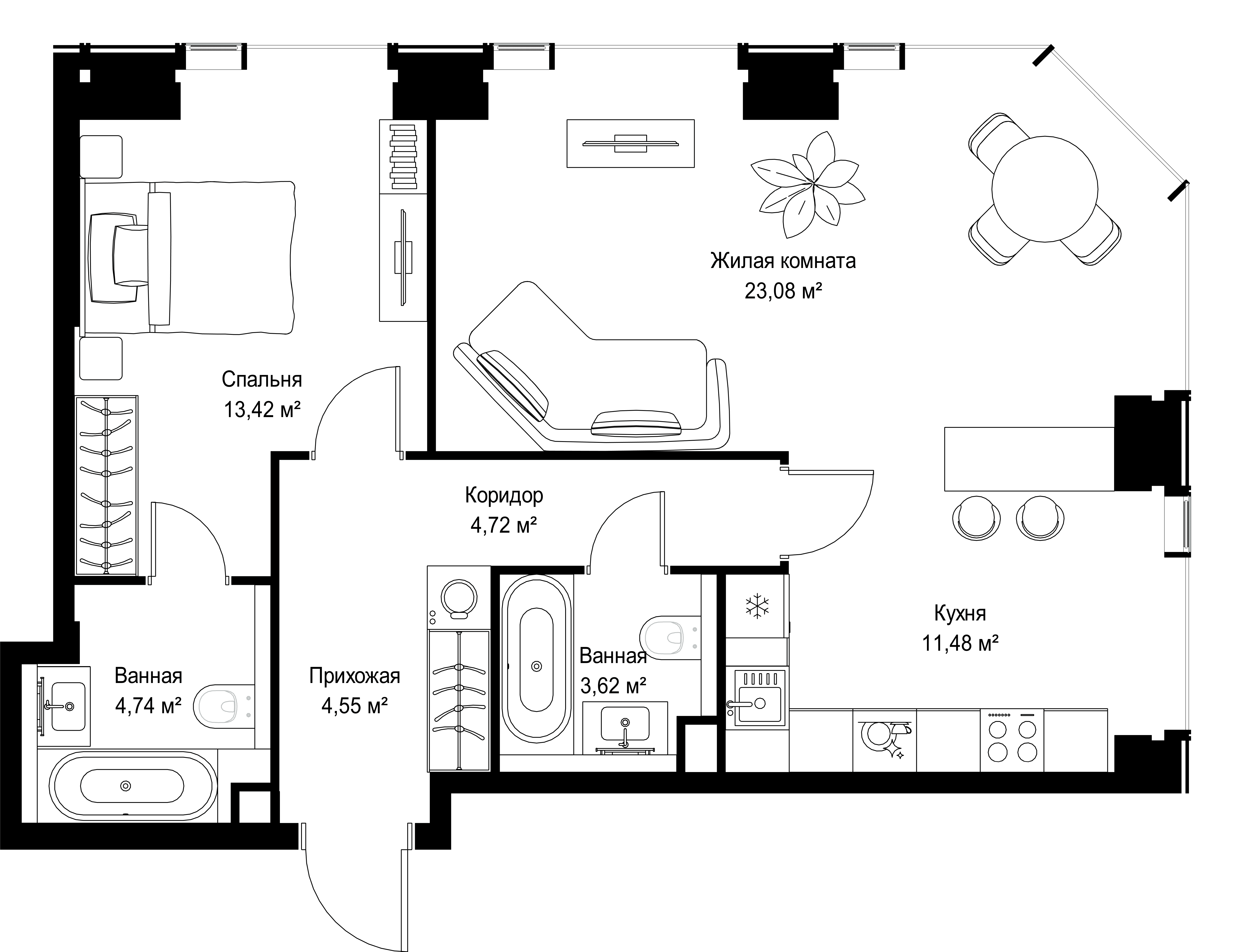 2-комнатная, 65,61 м² — 31 116 198 ₽