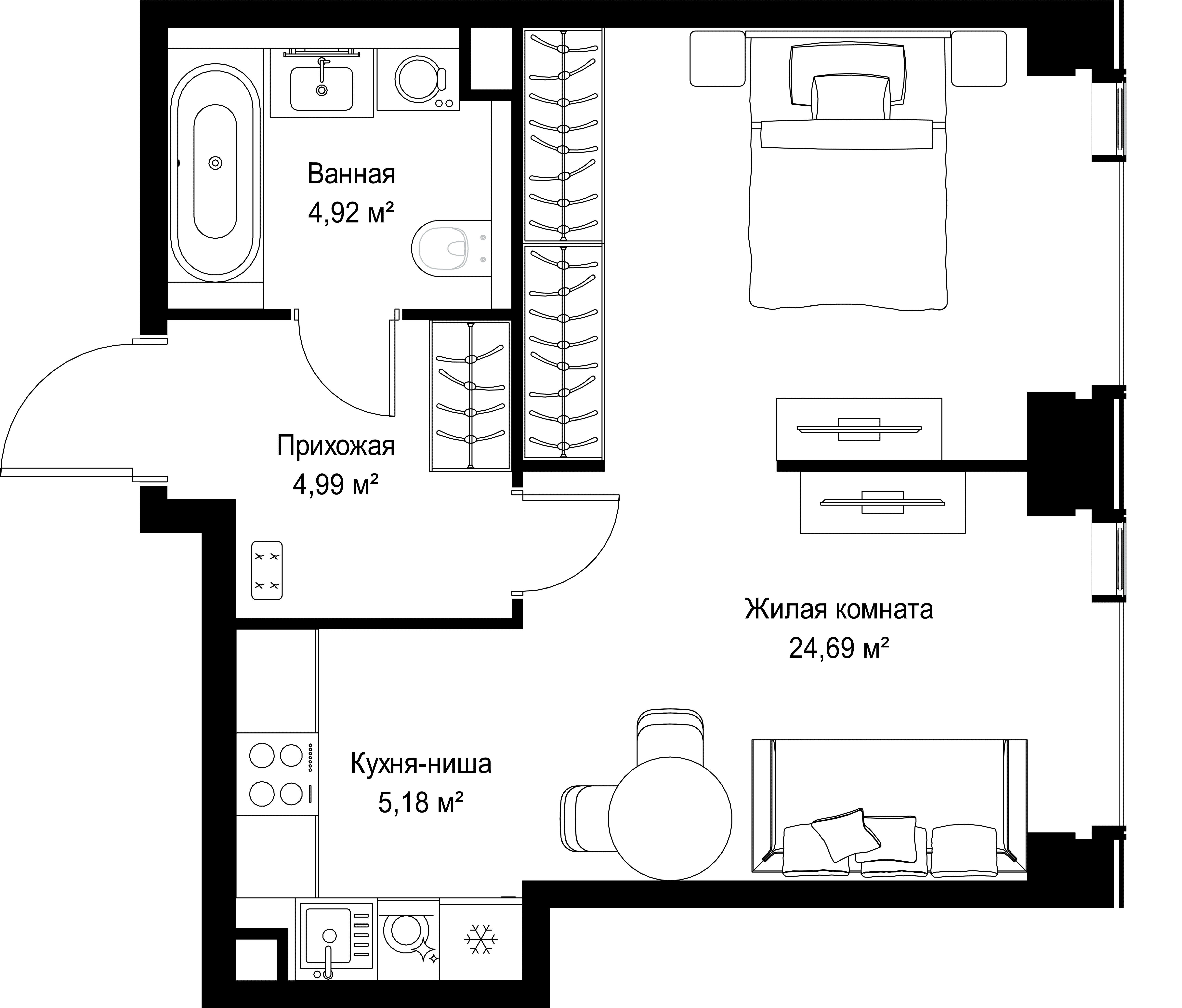 1-комнатная, 39,78 м² — 21 490 110 ₽