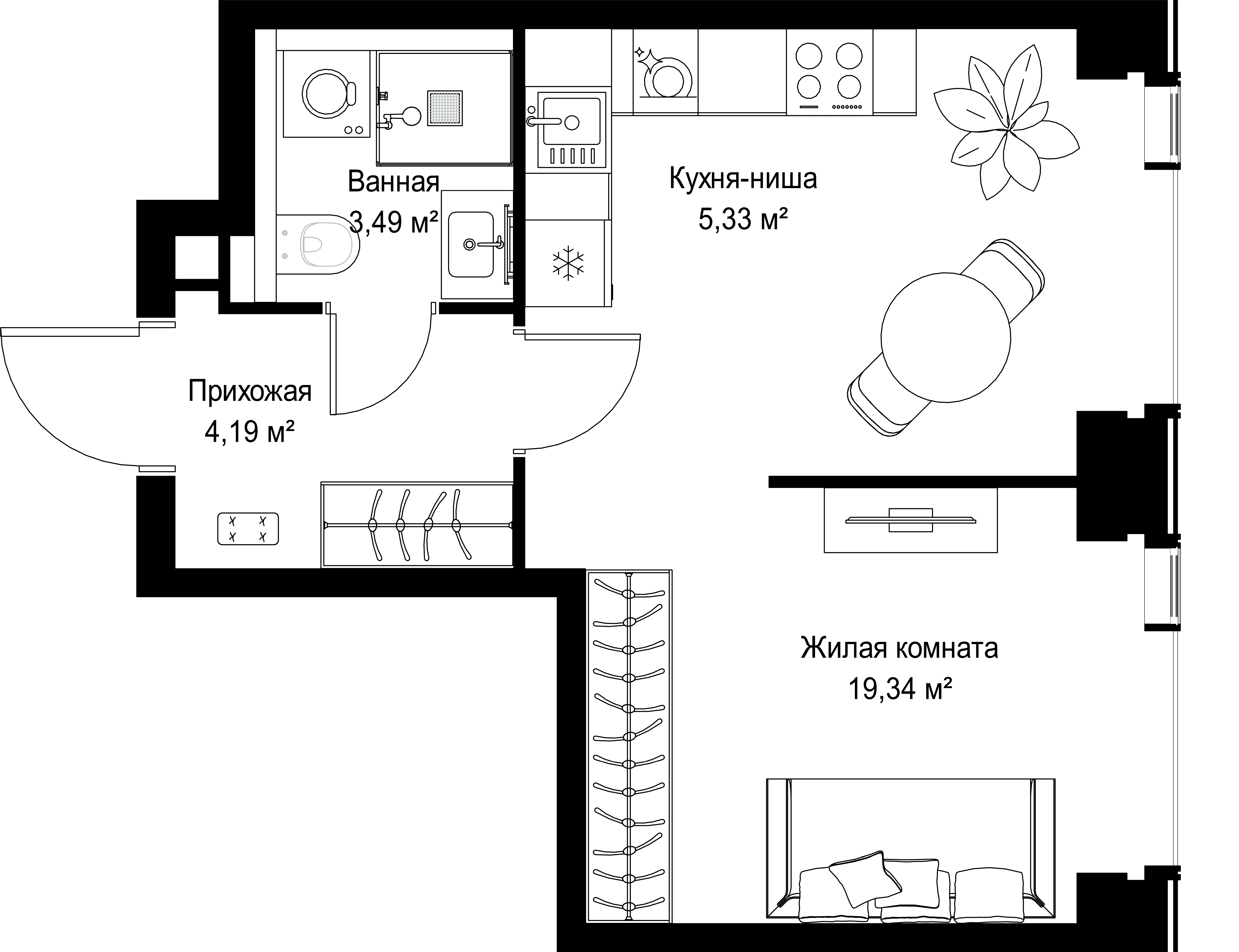 1-комнатная, 32,35 м² — 19 253 037 ₽