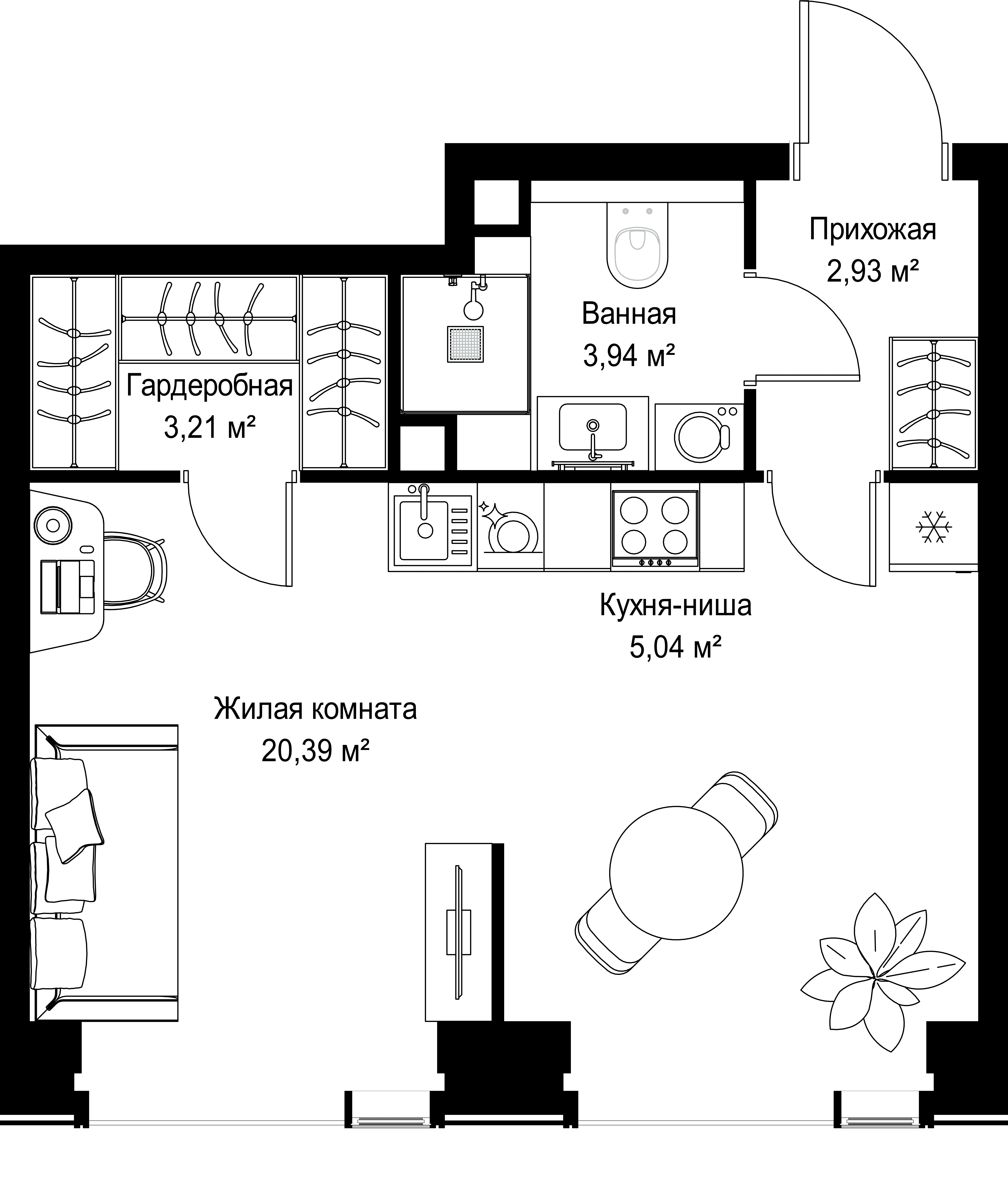 1-комнатная, 35,51 м² — 19 987 016 ₽