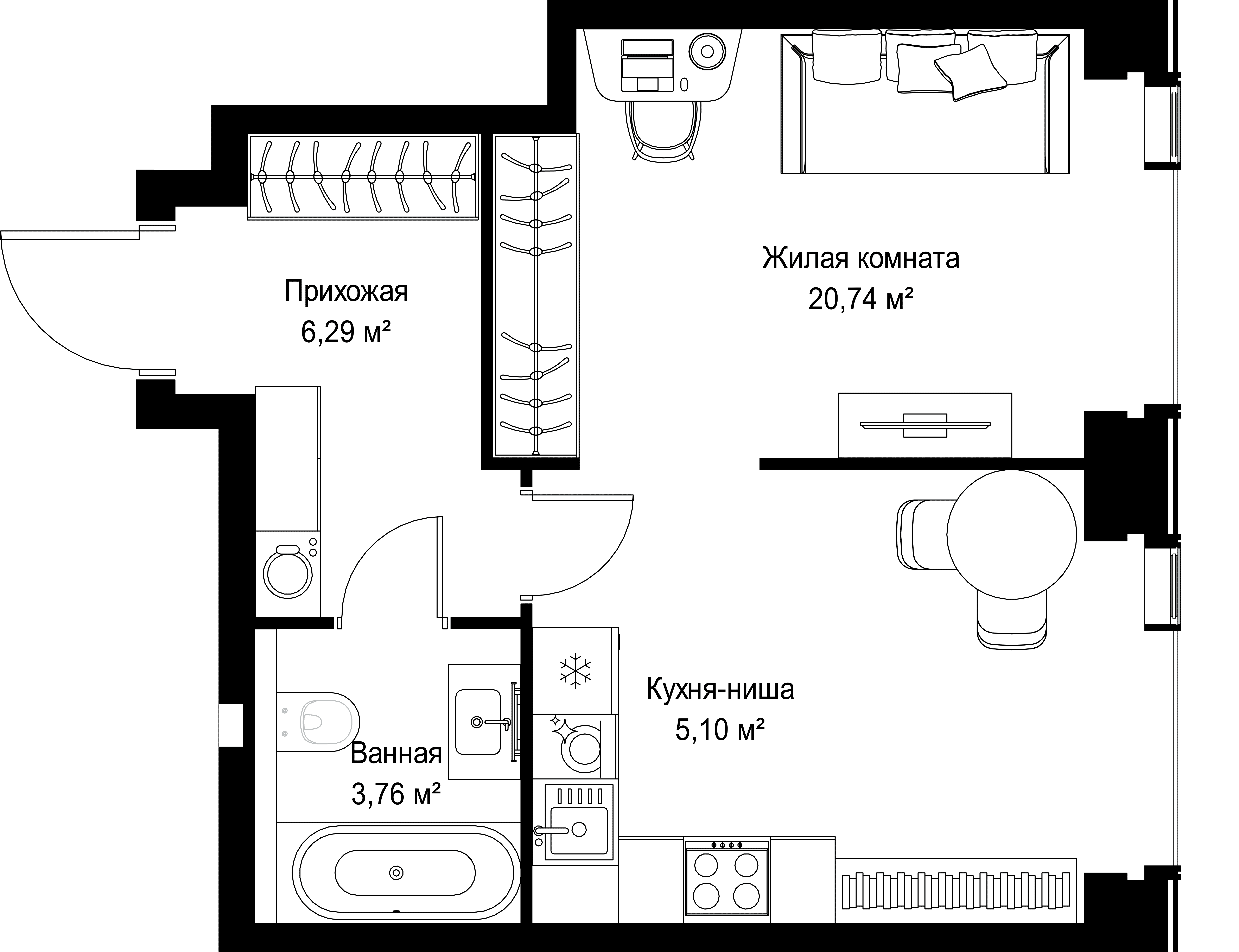 1-комнатная, 35,89 м² — 20 352 788 ₽
