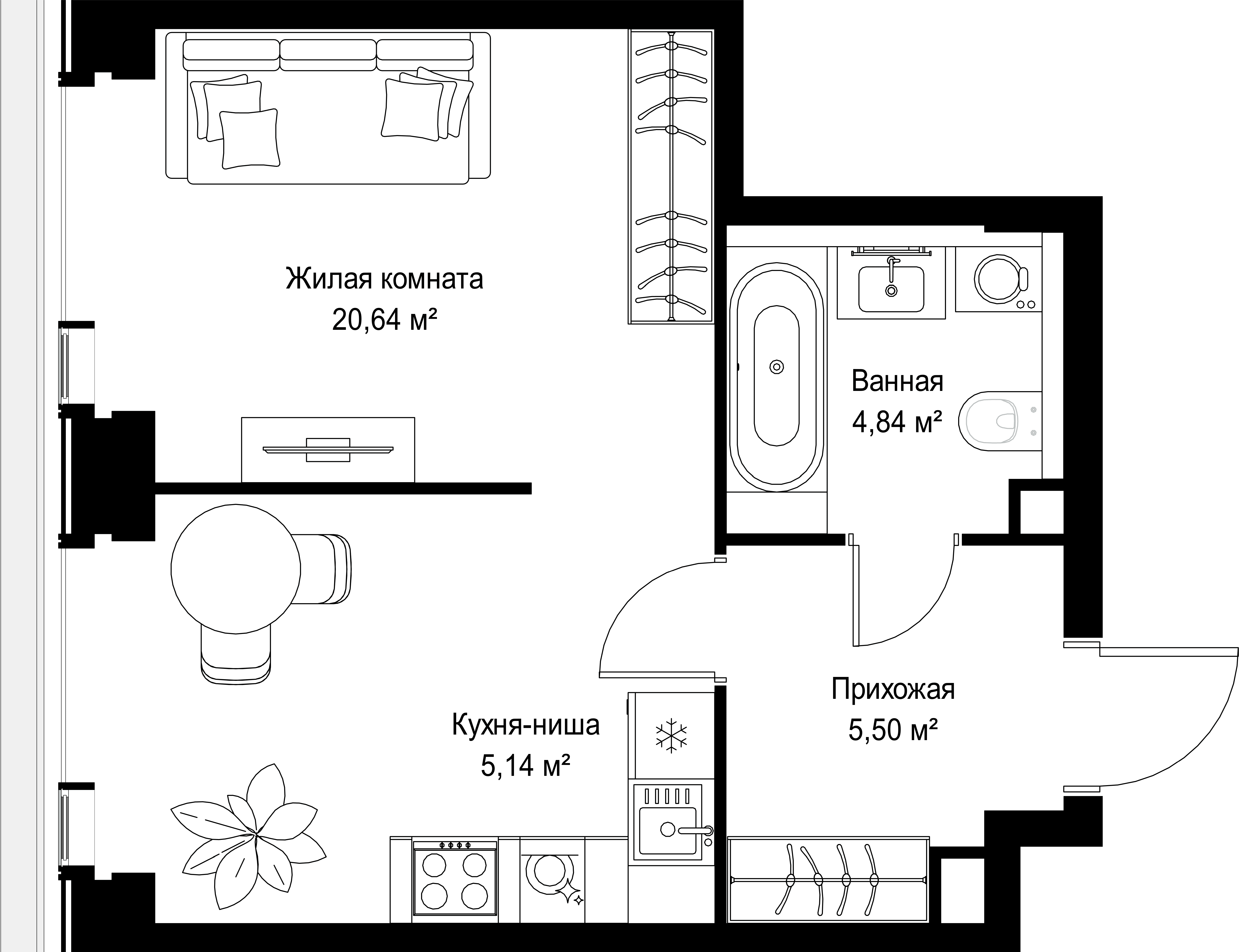 1-комнатная, 36,12 м² — 20 556 325 ₽