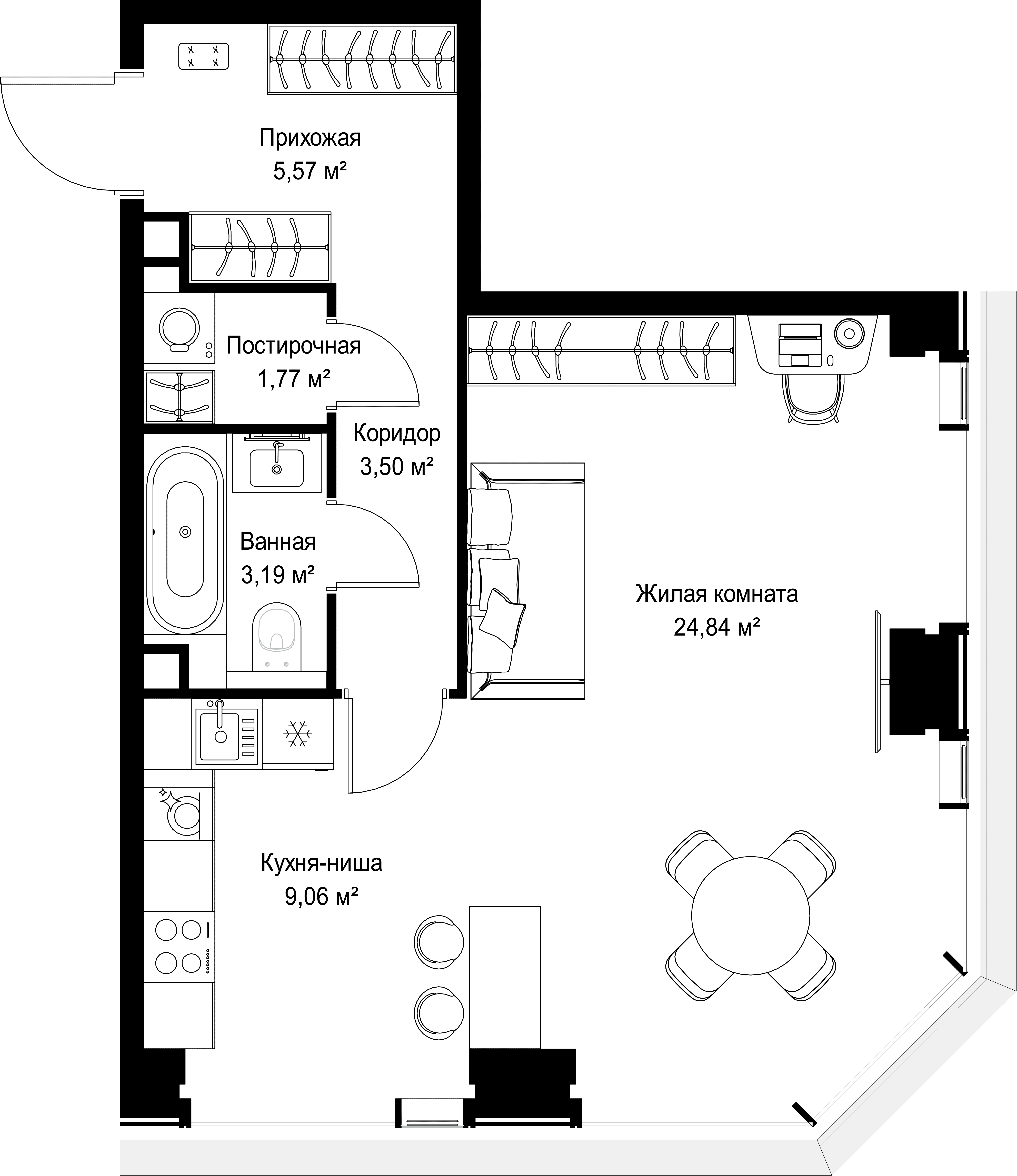 1-комнатная, 47,93 м² — 24 821 413 ₽