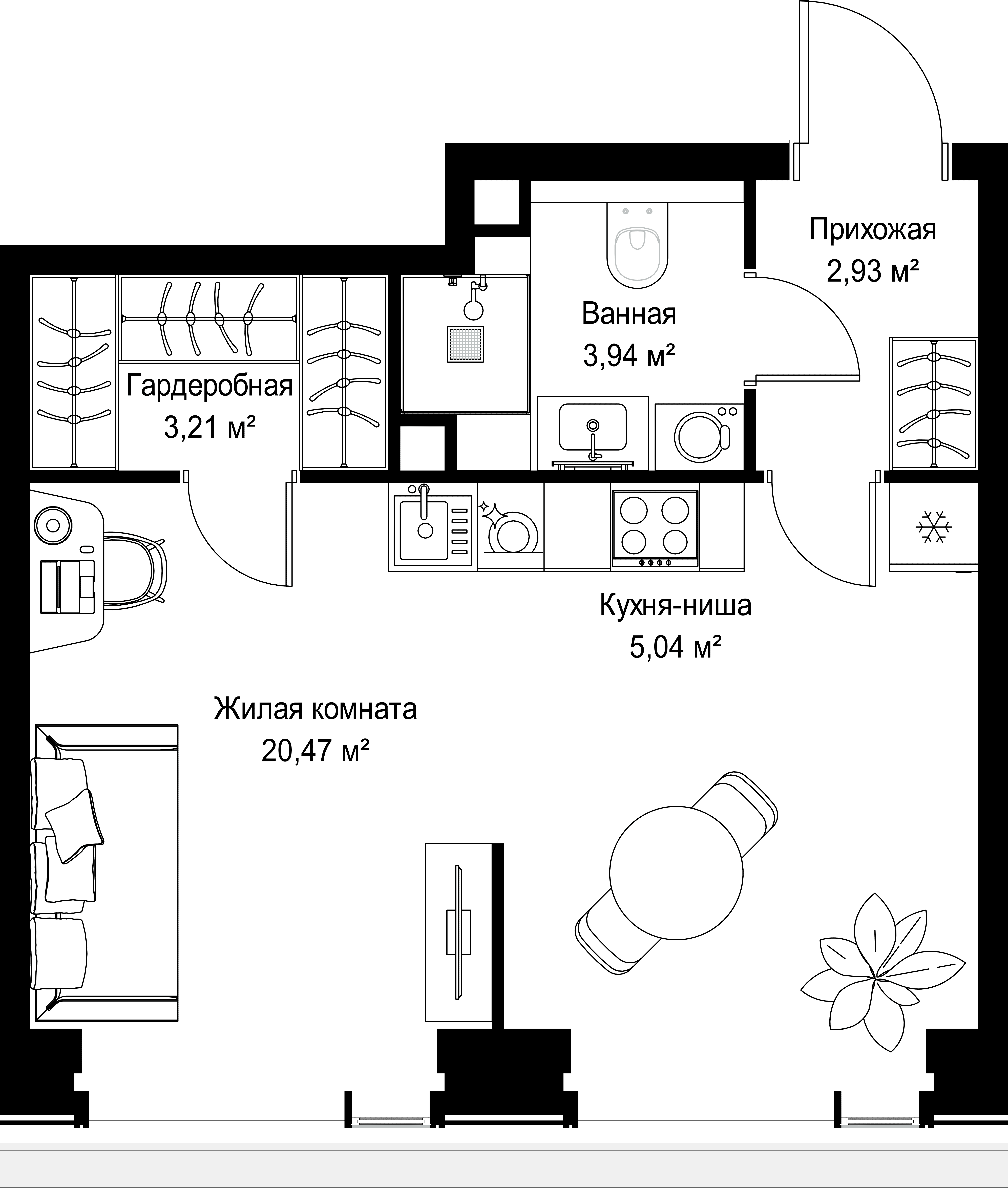 1-комнатная, 35,59 м² — 20 261 244 ₽