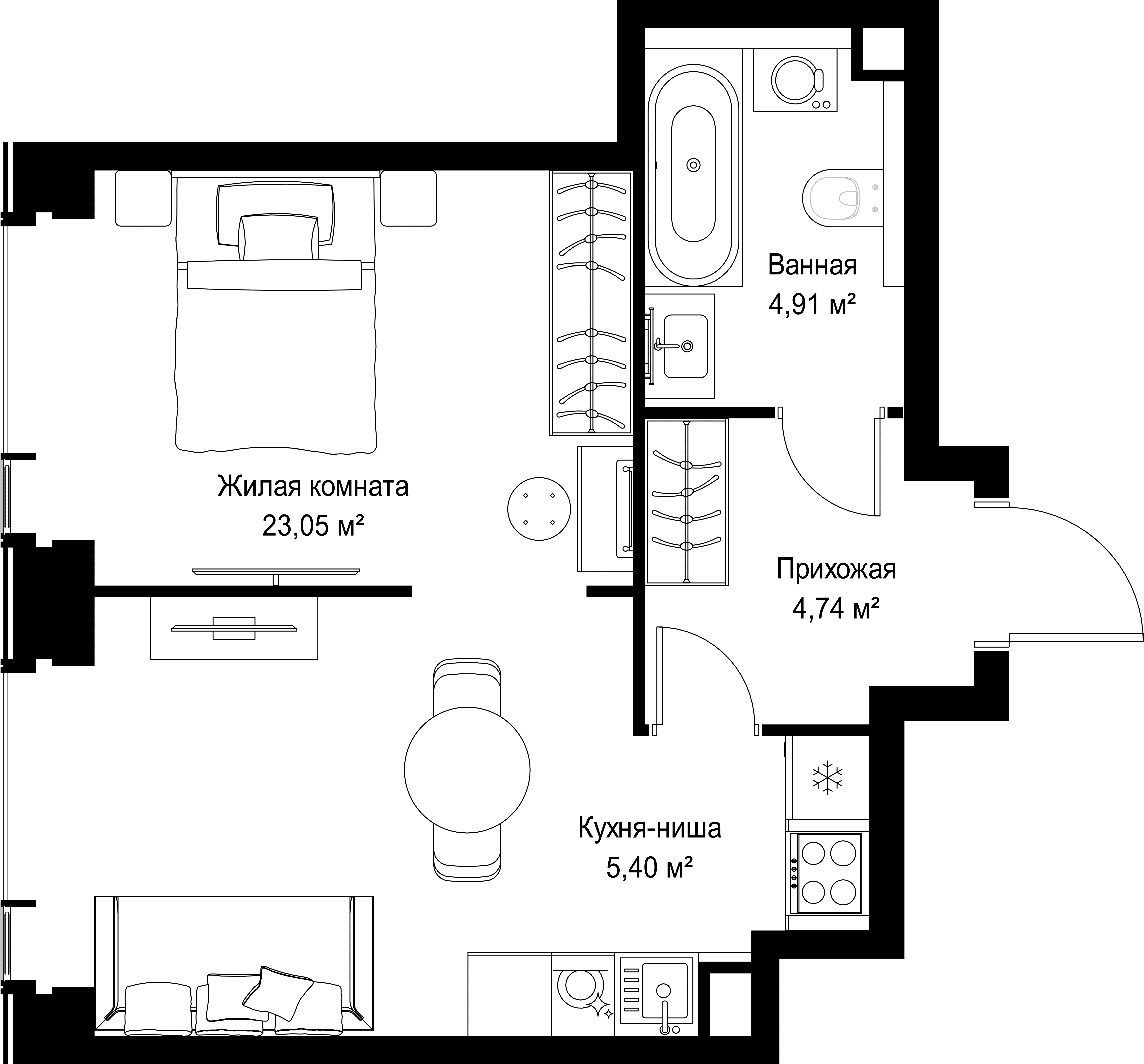 1-комнатная, 38,1 м² — 21 223 986 ₽