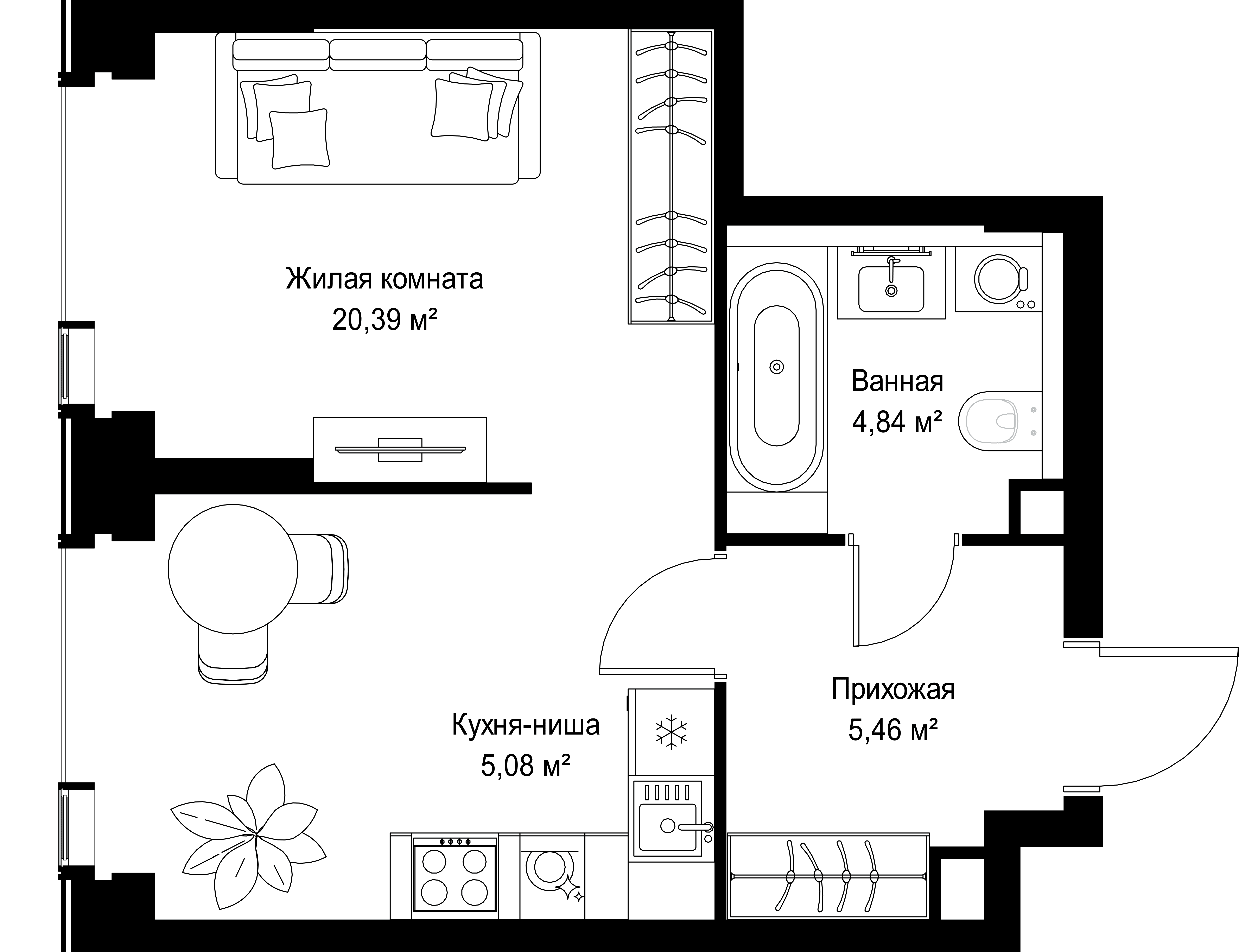 1-комнатная, 35,77 м² — 20 501 933 ₽