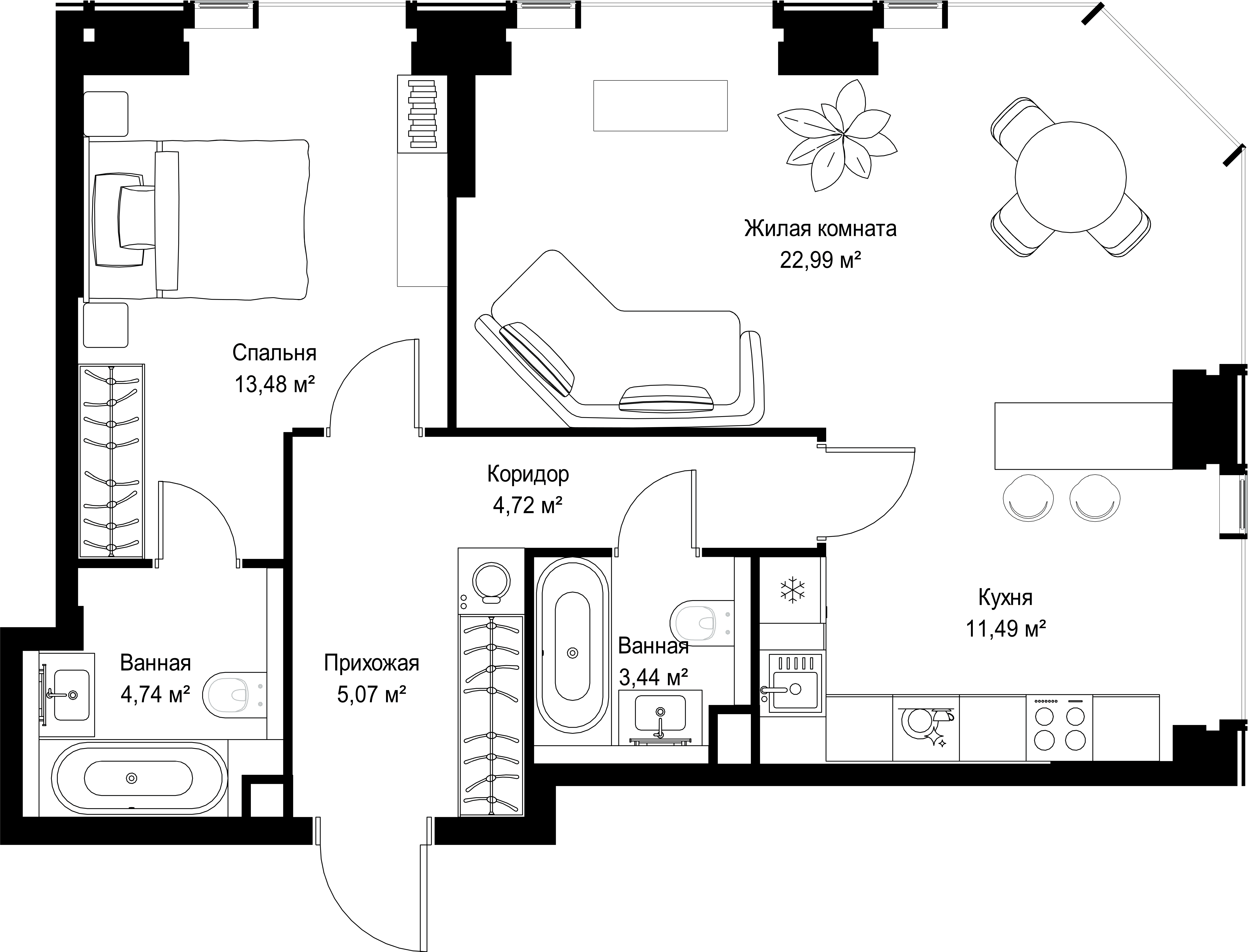 2-комнатная, 65,93 м² — 31 722 878 ₽