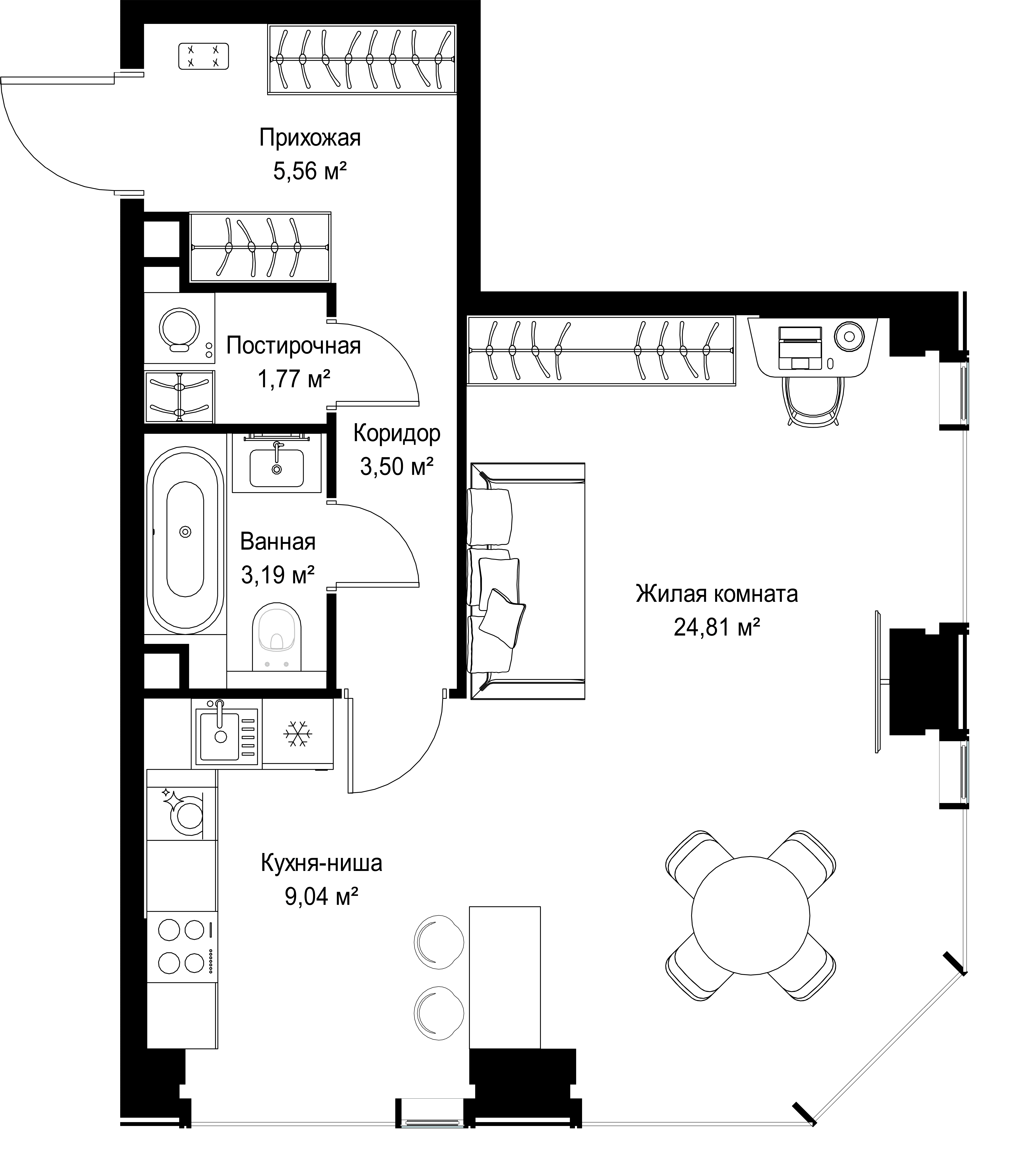 1-комнатная, 47,87 м² — 24 904 846 ₽