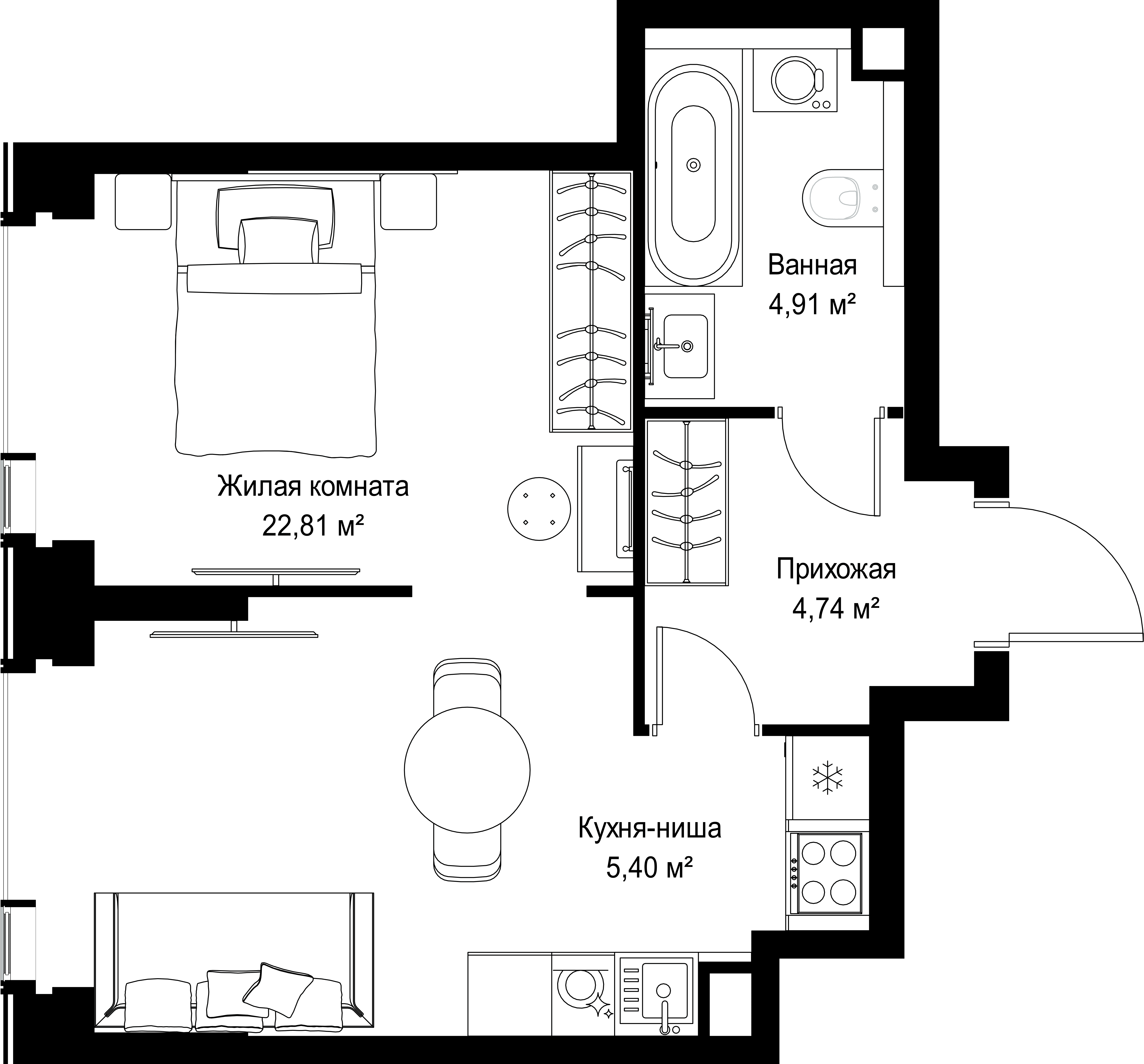 1-комнатная, 37,86 м² — 21 215 683 ₽