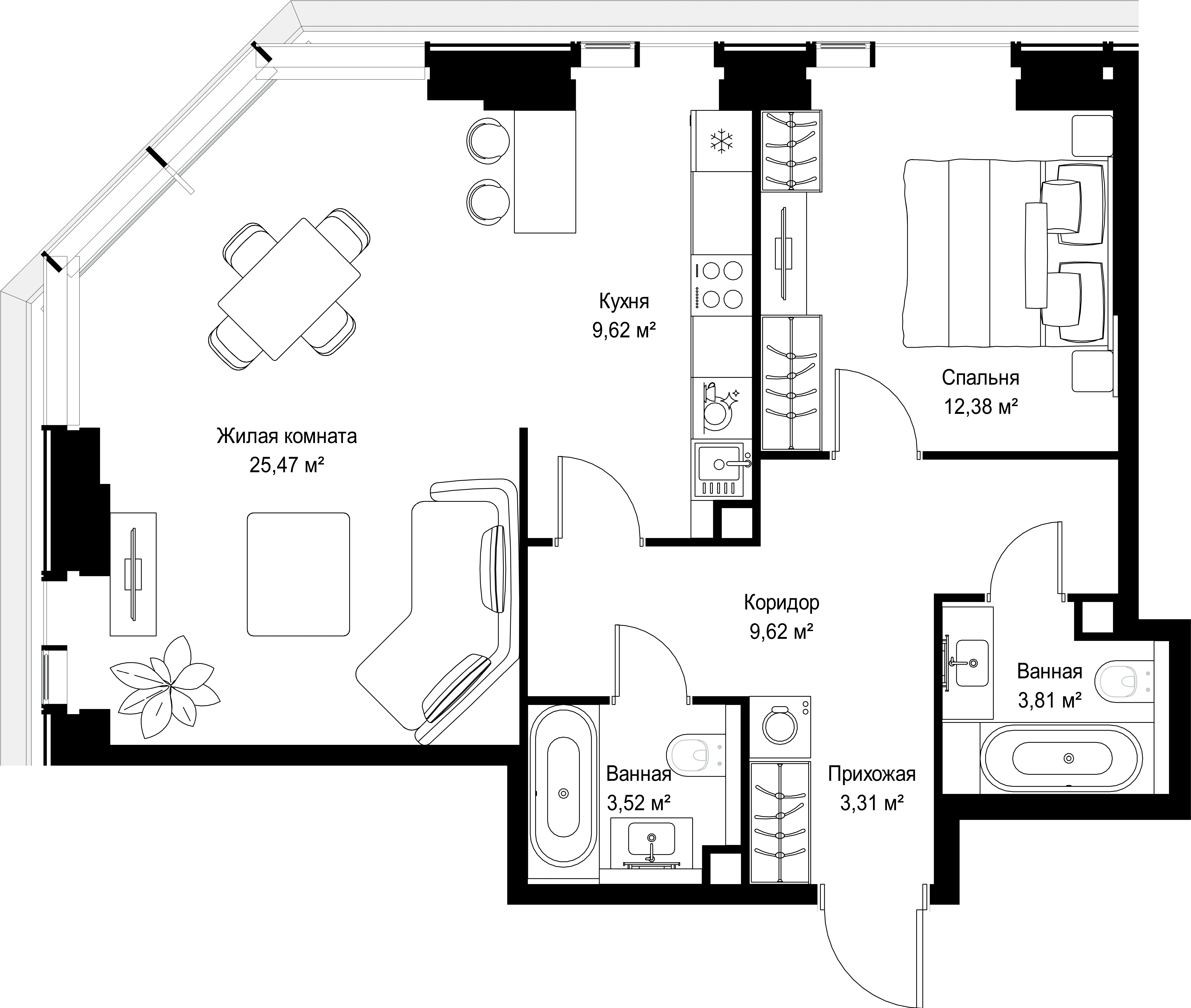 2-комнатная, 67,73 м² — 32 208 866 ₽