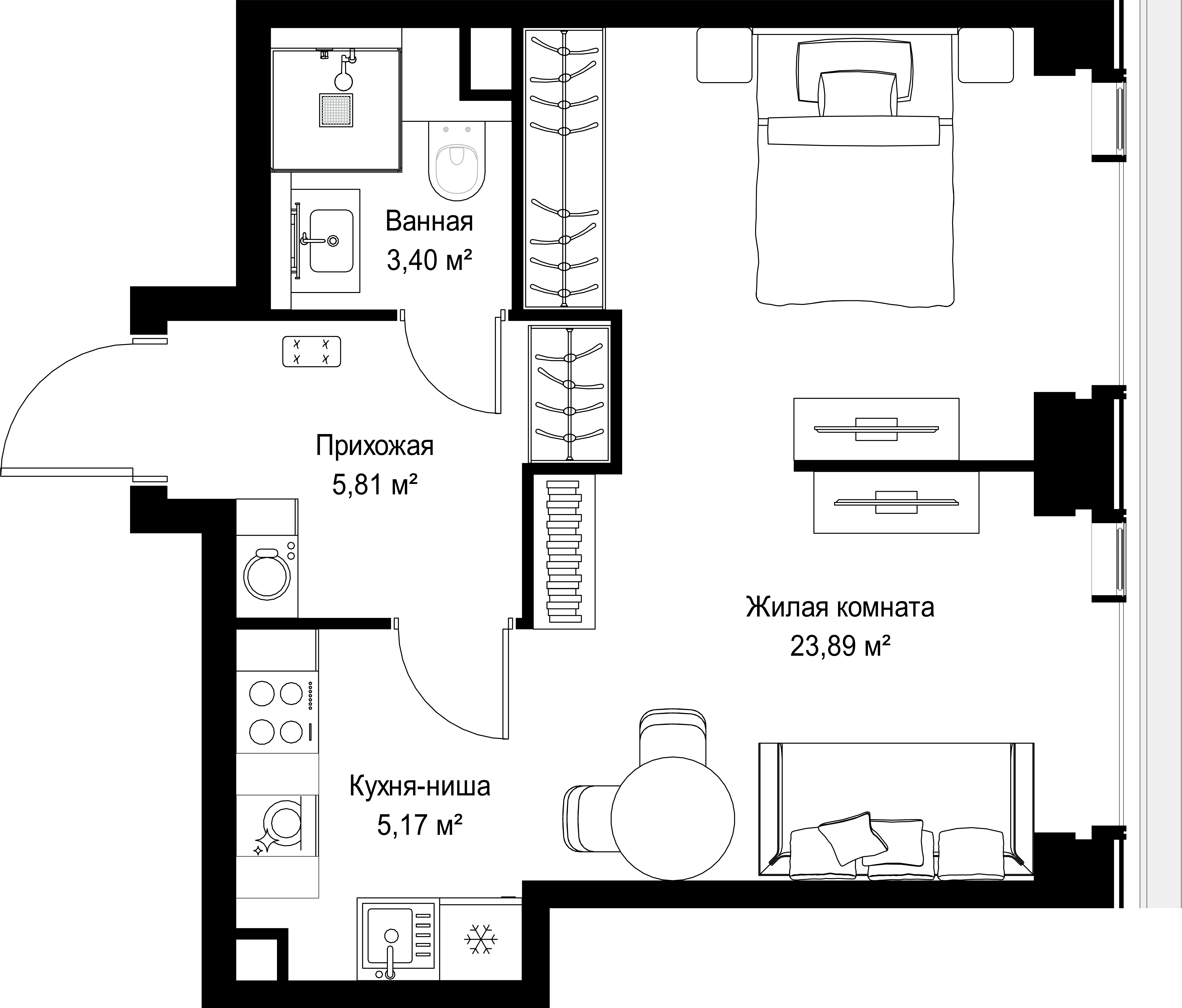 1-комнатная, 38,27 м² — 21 533 457 ₽
