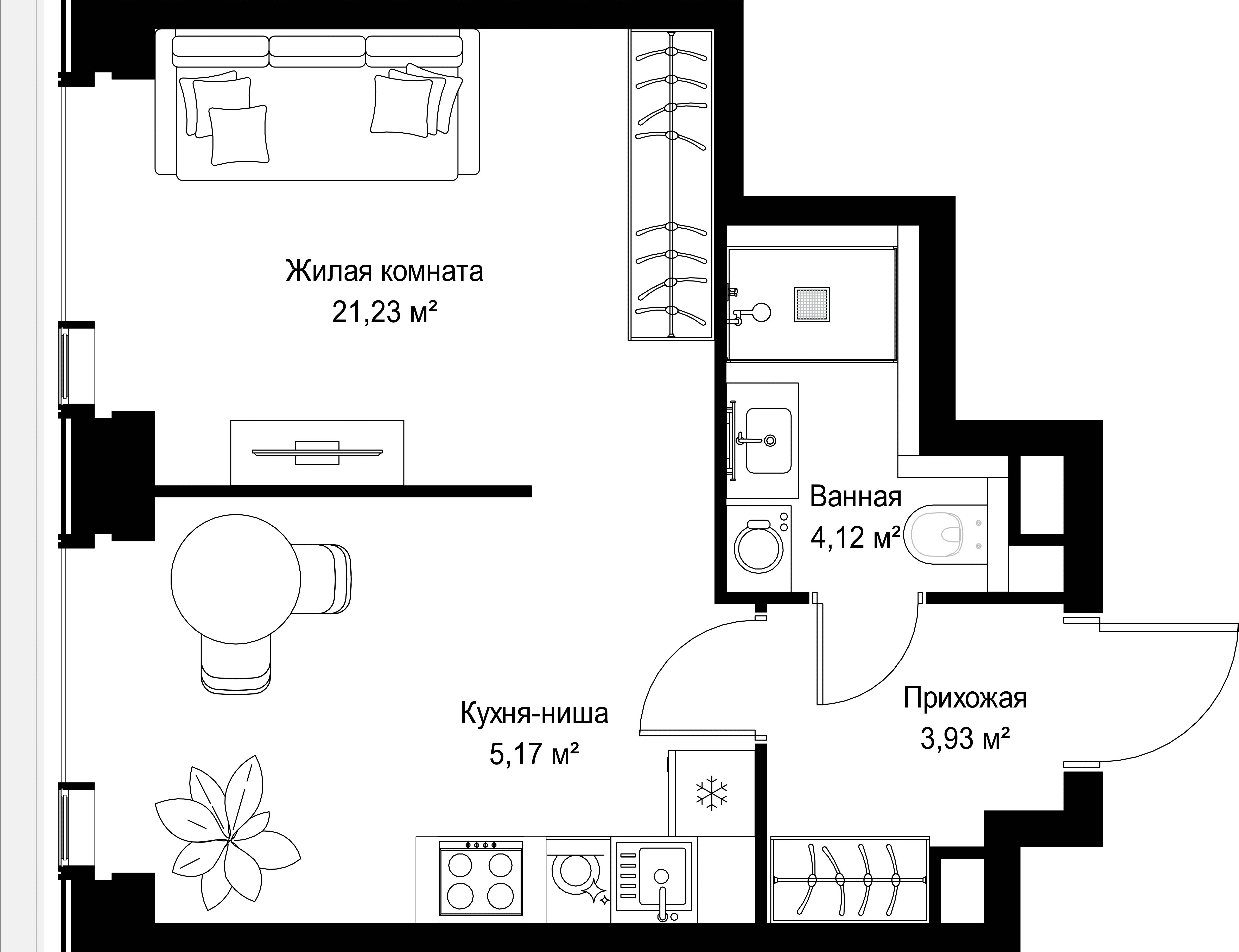 1-комнатная, 34,45 м² — 20 074 979 ₽