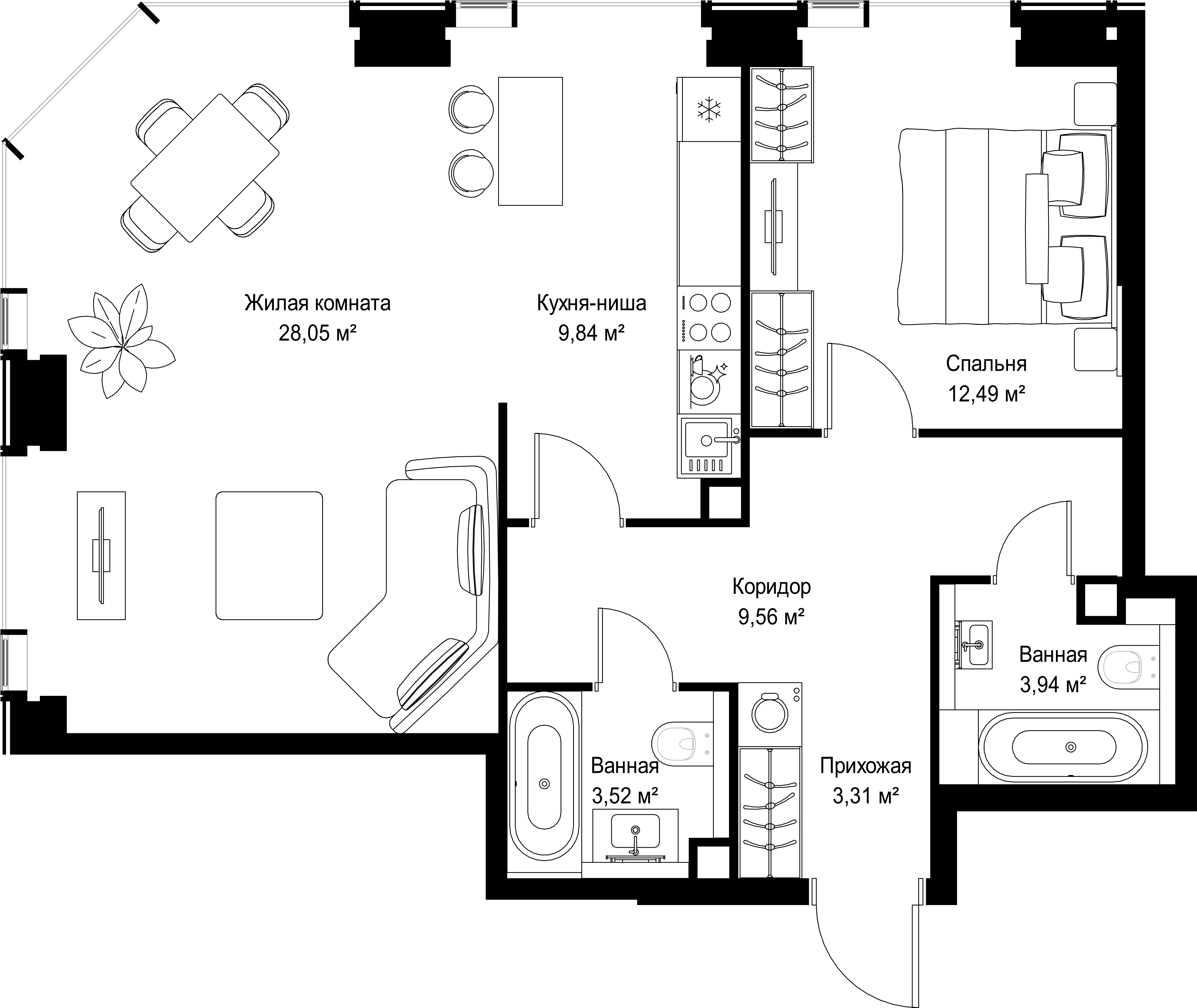 2-комнатная, 70,71 м² — 32 877 887 ₽