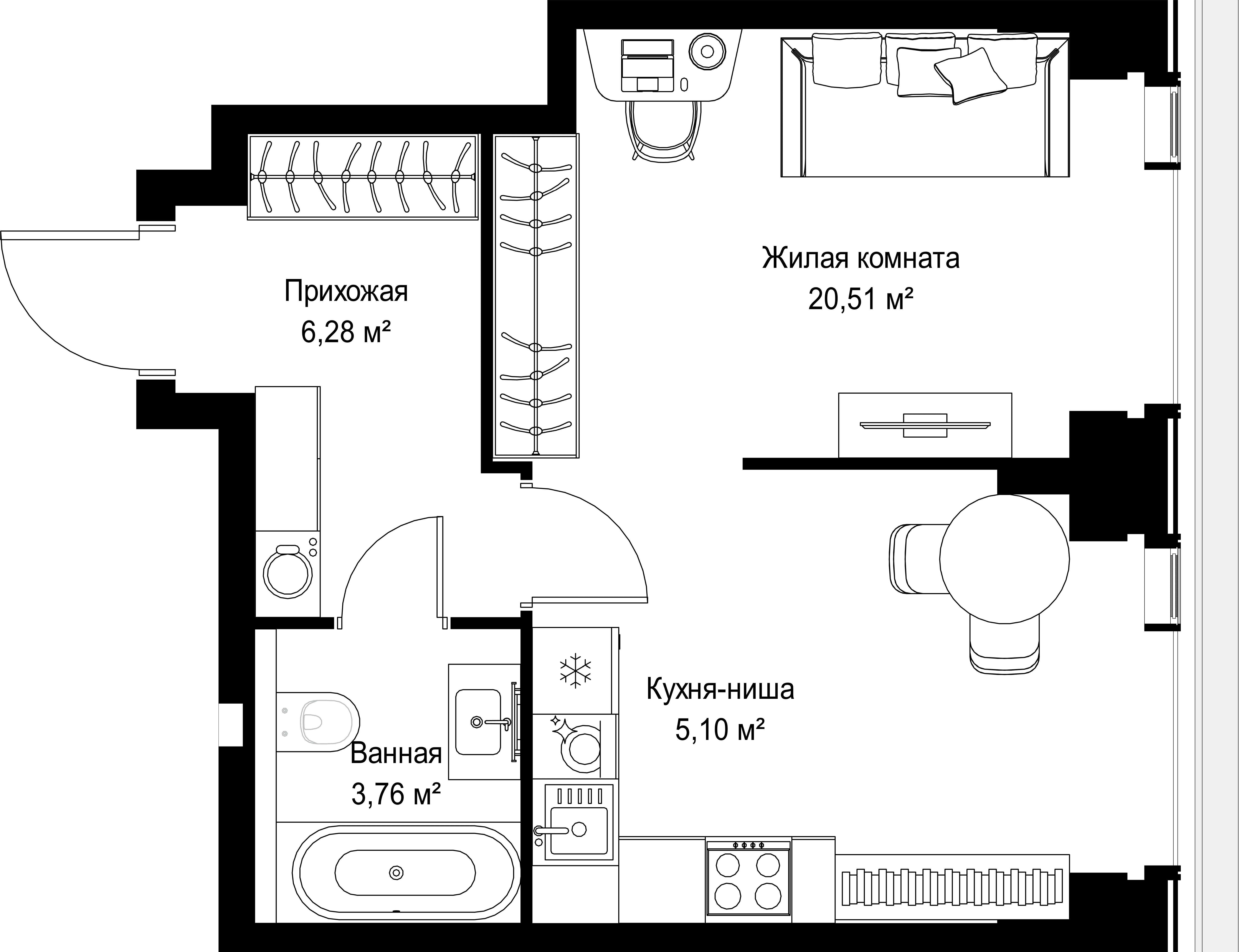 1-комнатная, 35,65 м² — 19 518 089 ₽