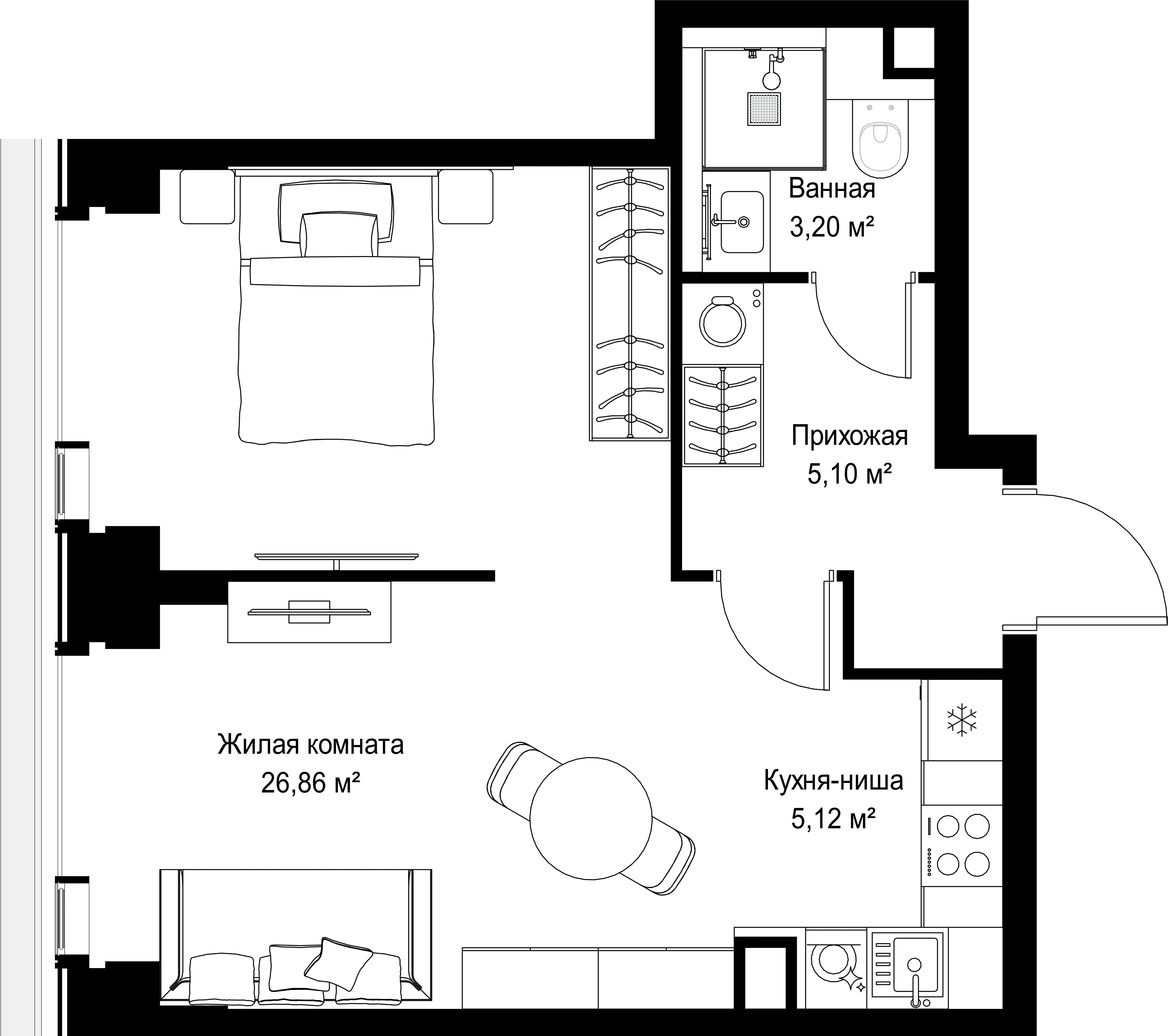 1-комнатная, 40,28 м² — 21 011 659 ₽
