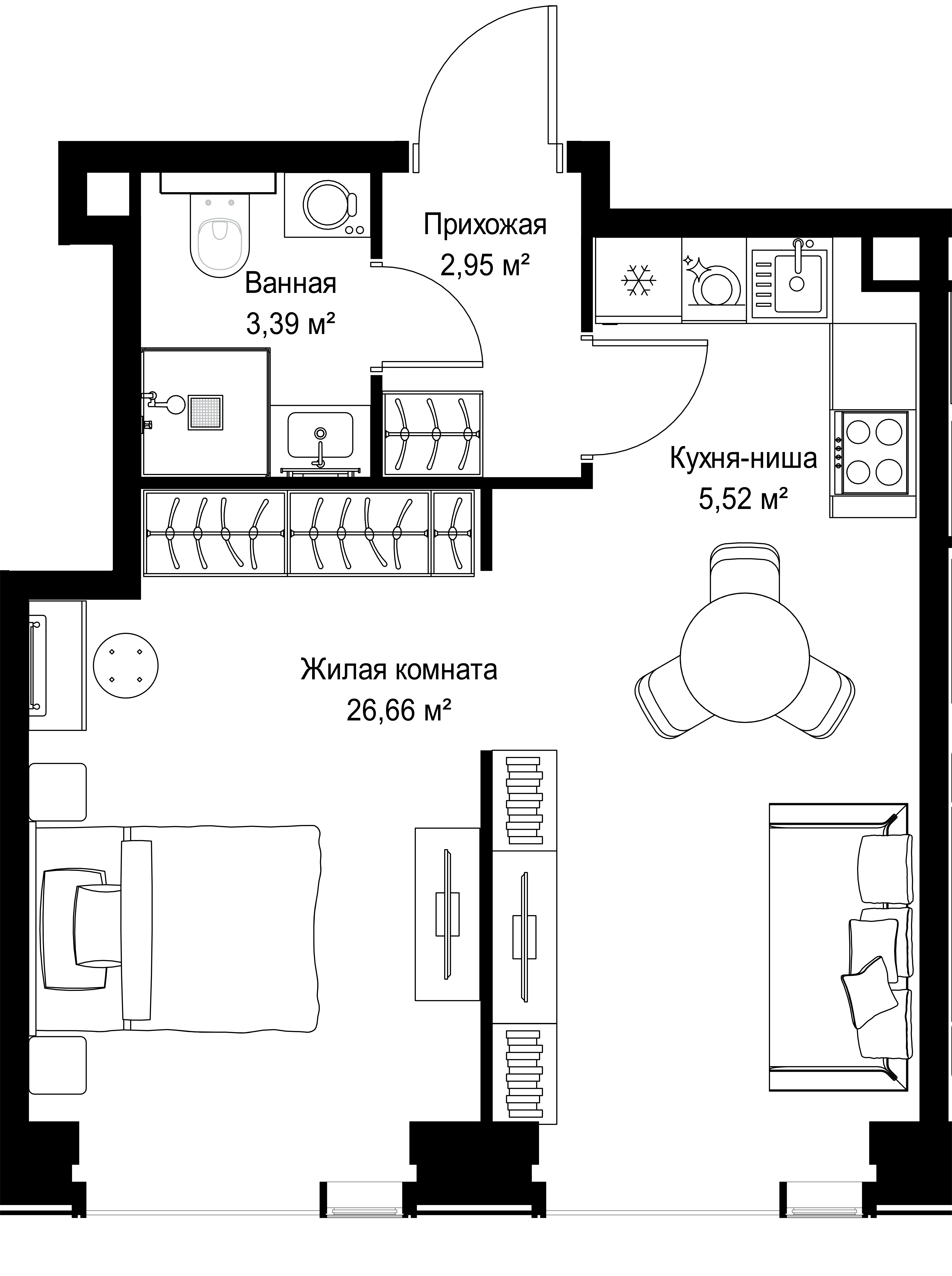 1-комнатная, 38,52 м² — 20 391 255 ₽