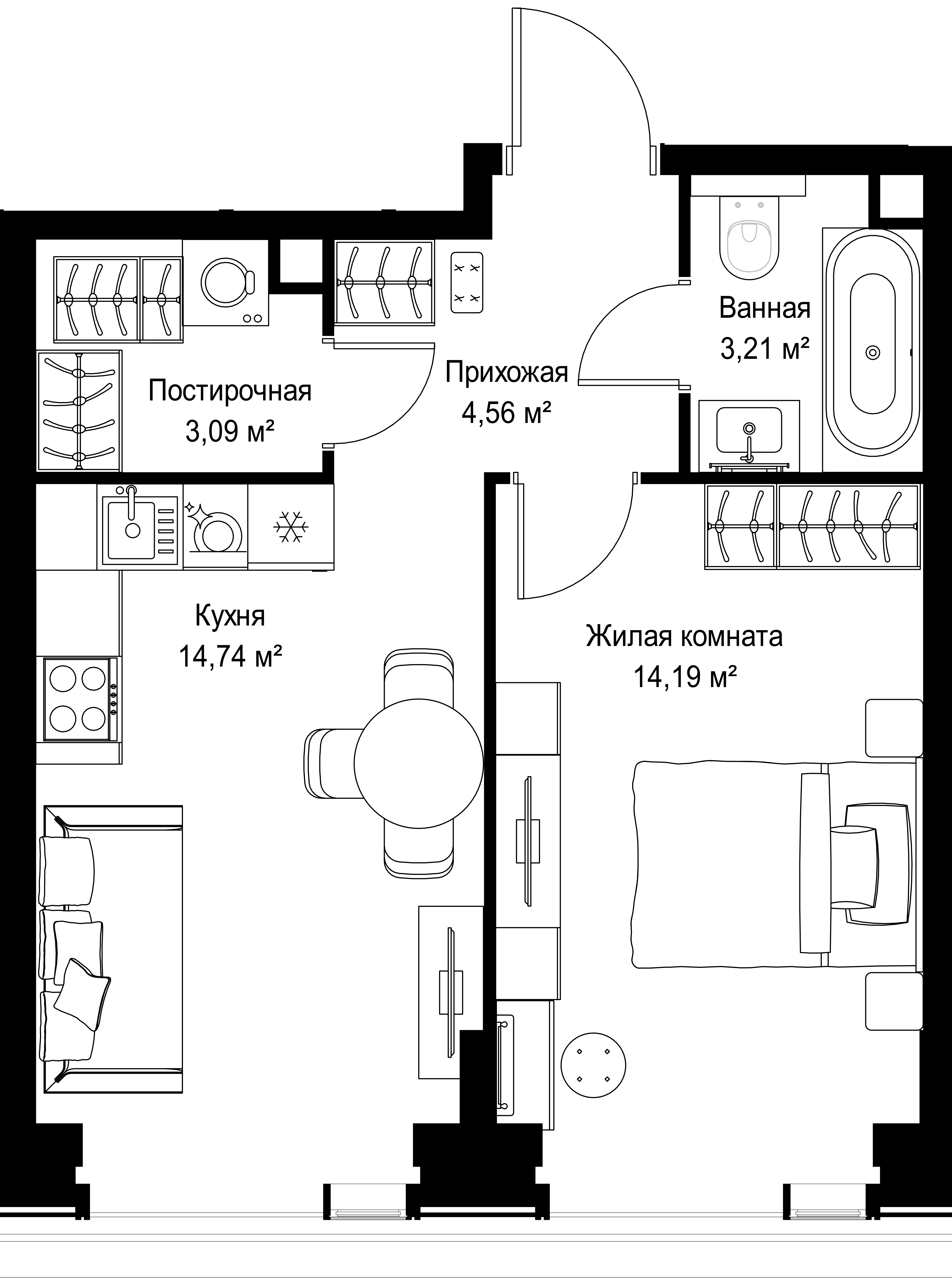 1-комнатная, 39,79 м² — 20 792 662 ₽