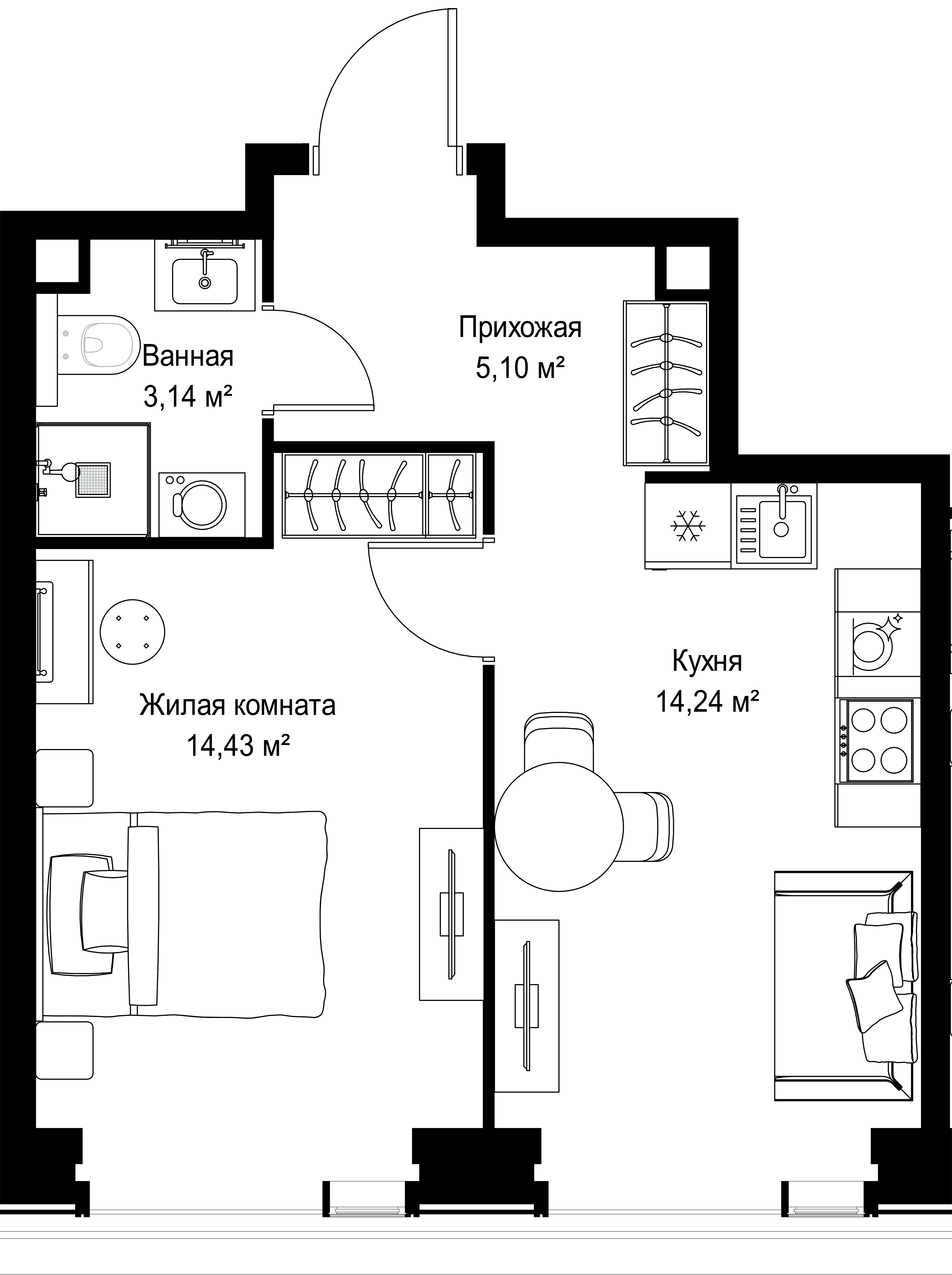 1-комнатная, 36,91 м² — 19 939 667 ₽