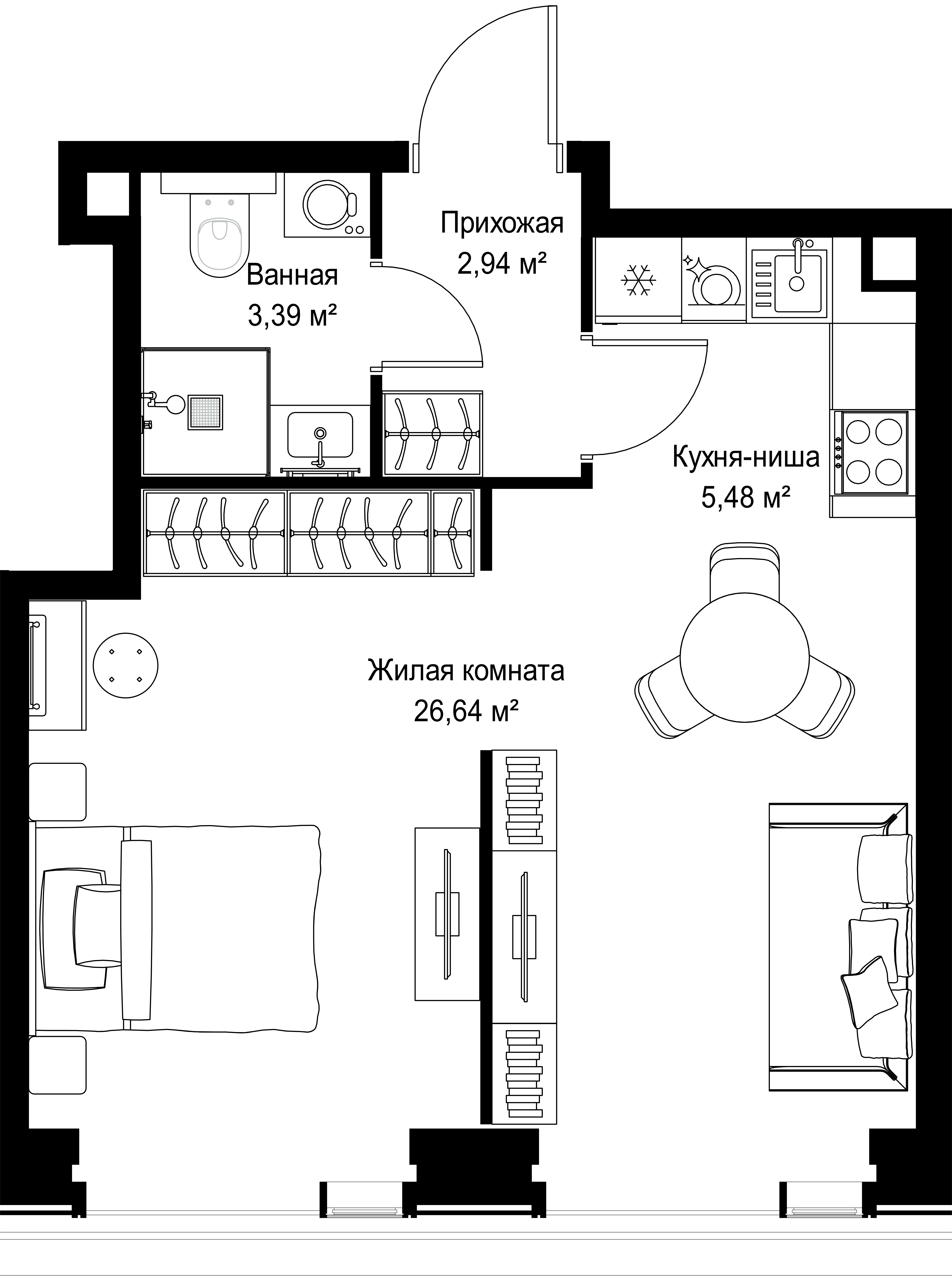 1-комнатная, 38,45 м² — 20 683 177 ₽