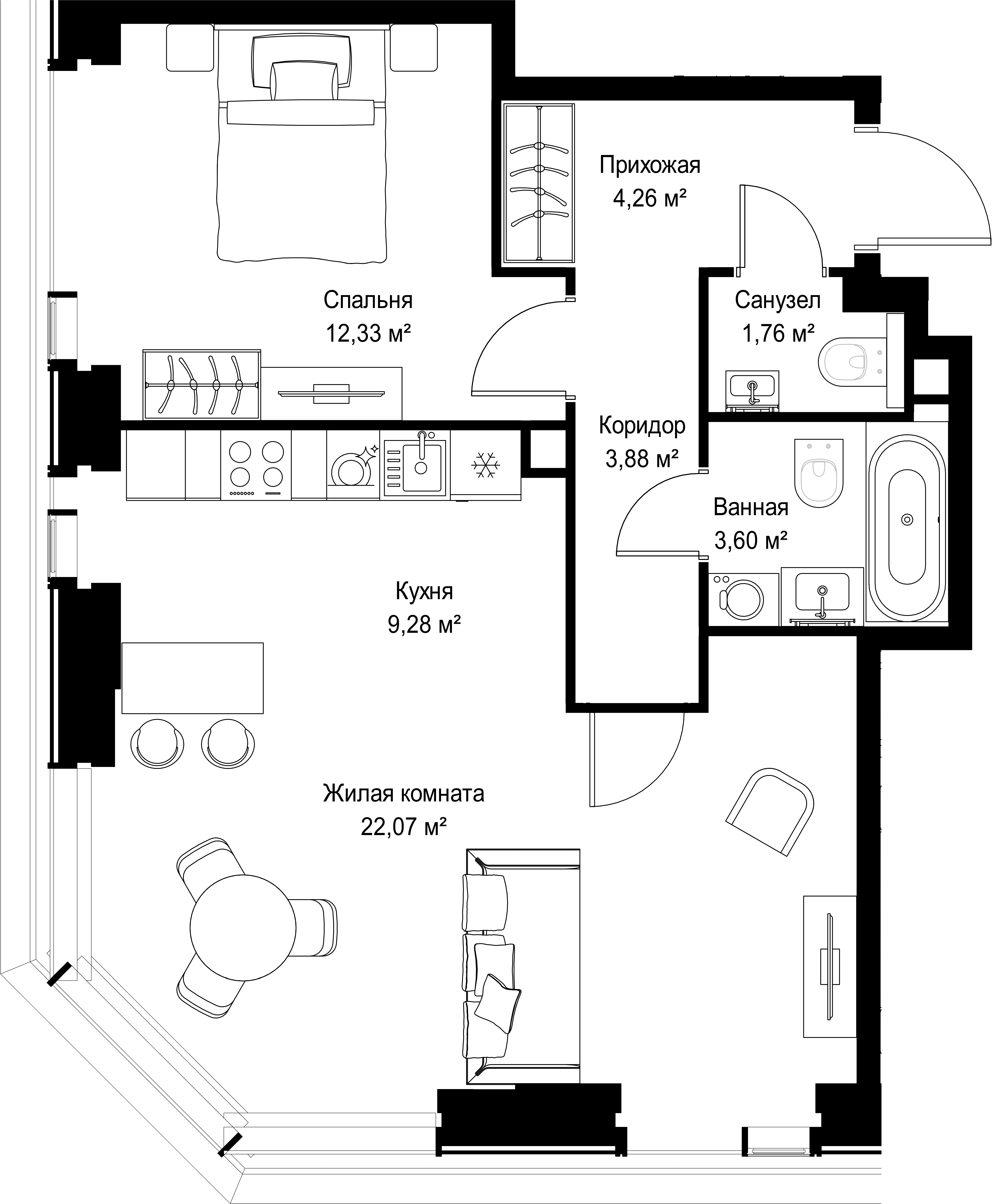 2-комнатная, 57,18 м² — 27 223 398 ₽