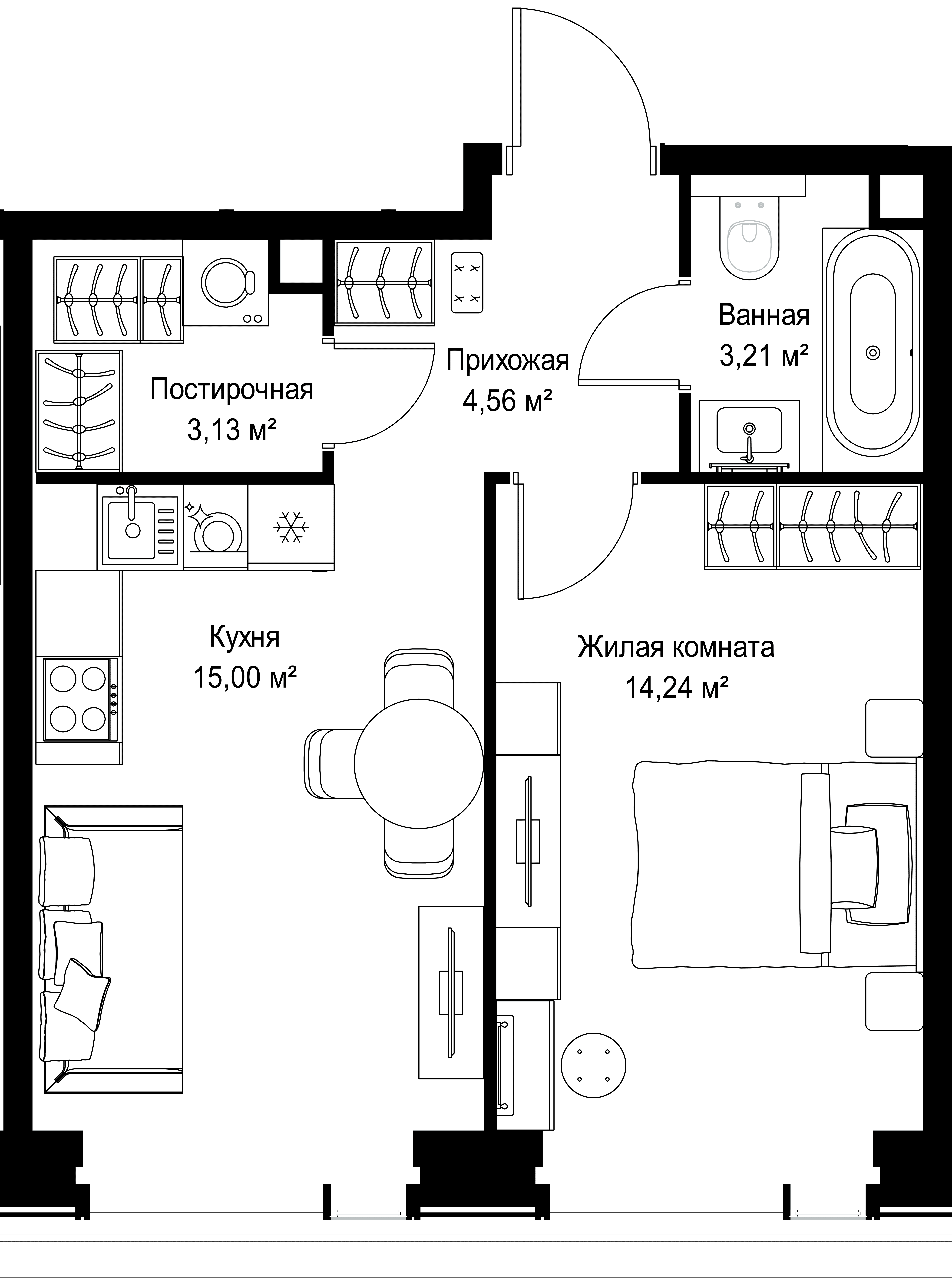 1-комнатная, 40,14 м² — 21 326 382 ₽