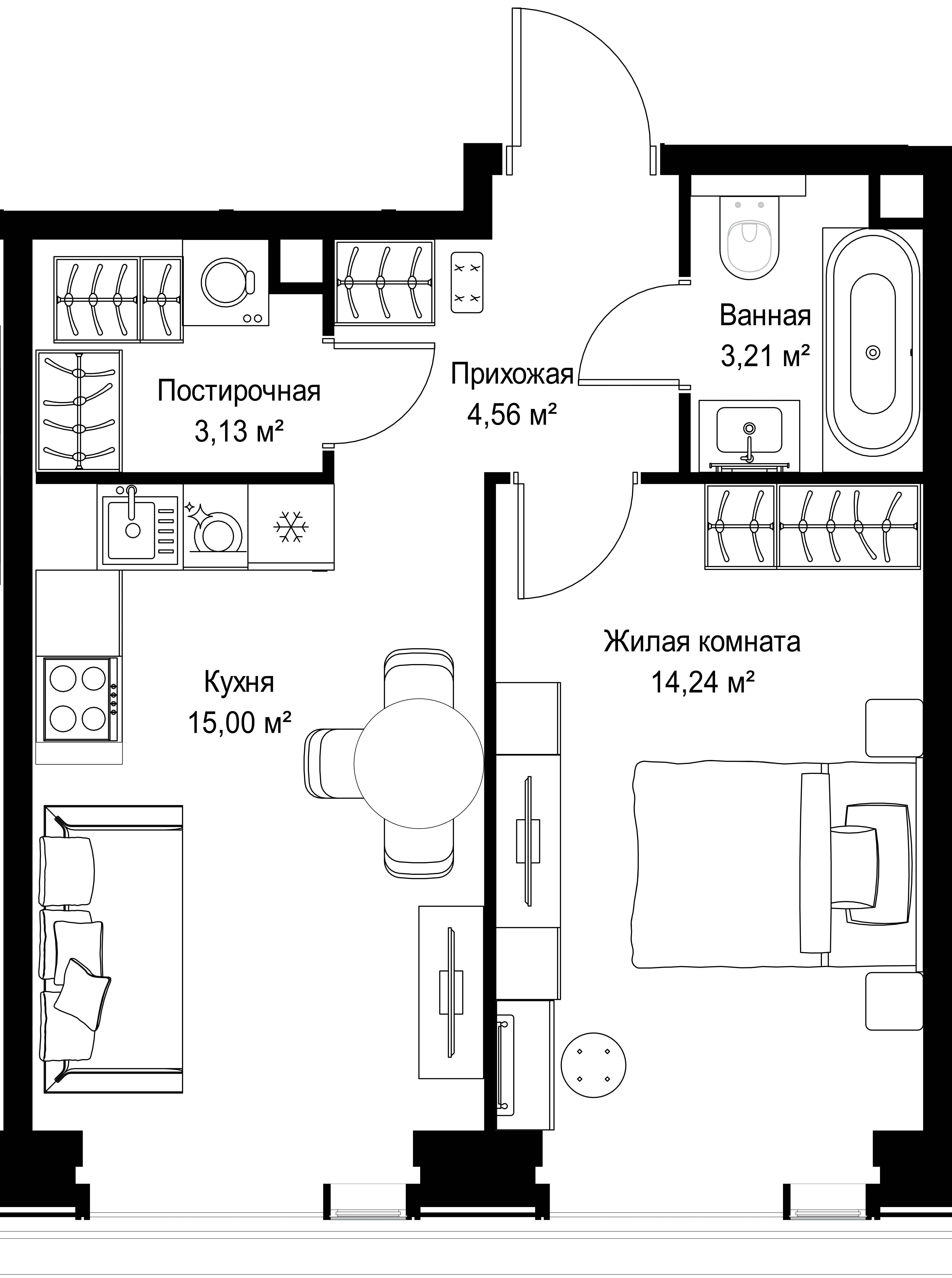 1-комнатная, 40,14 м² — 21 451 939 ₽
